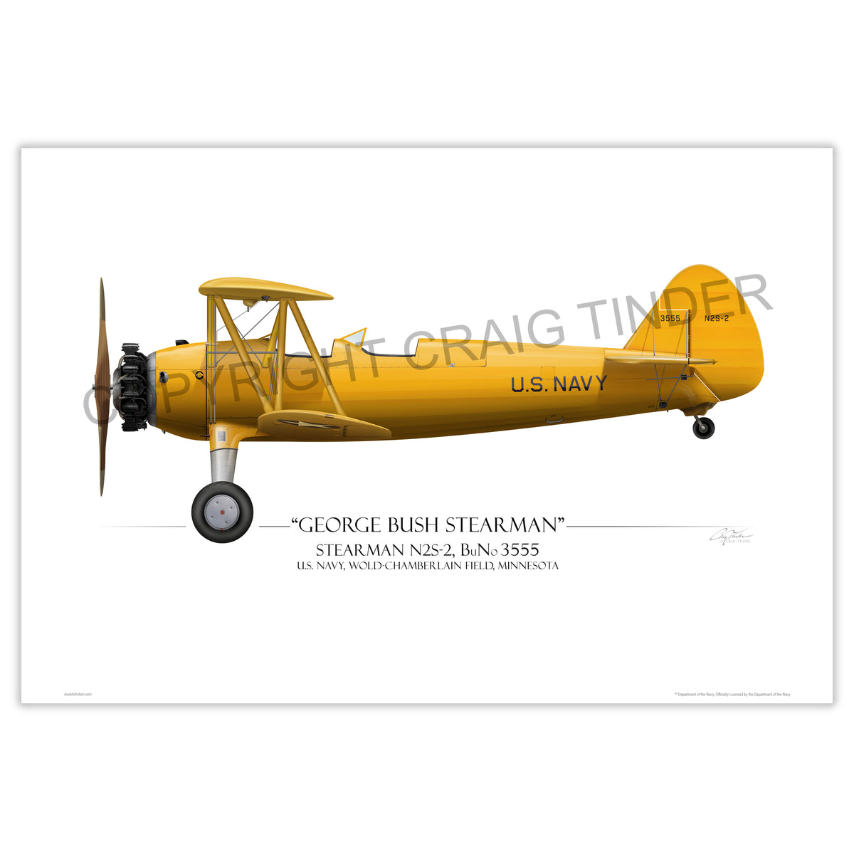 Stearman PT-13 - George Bush Profile Art Print