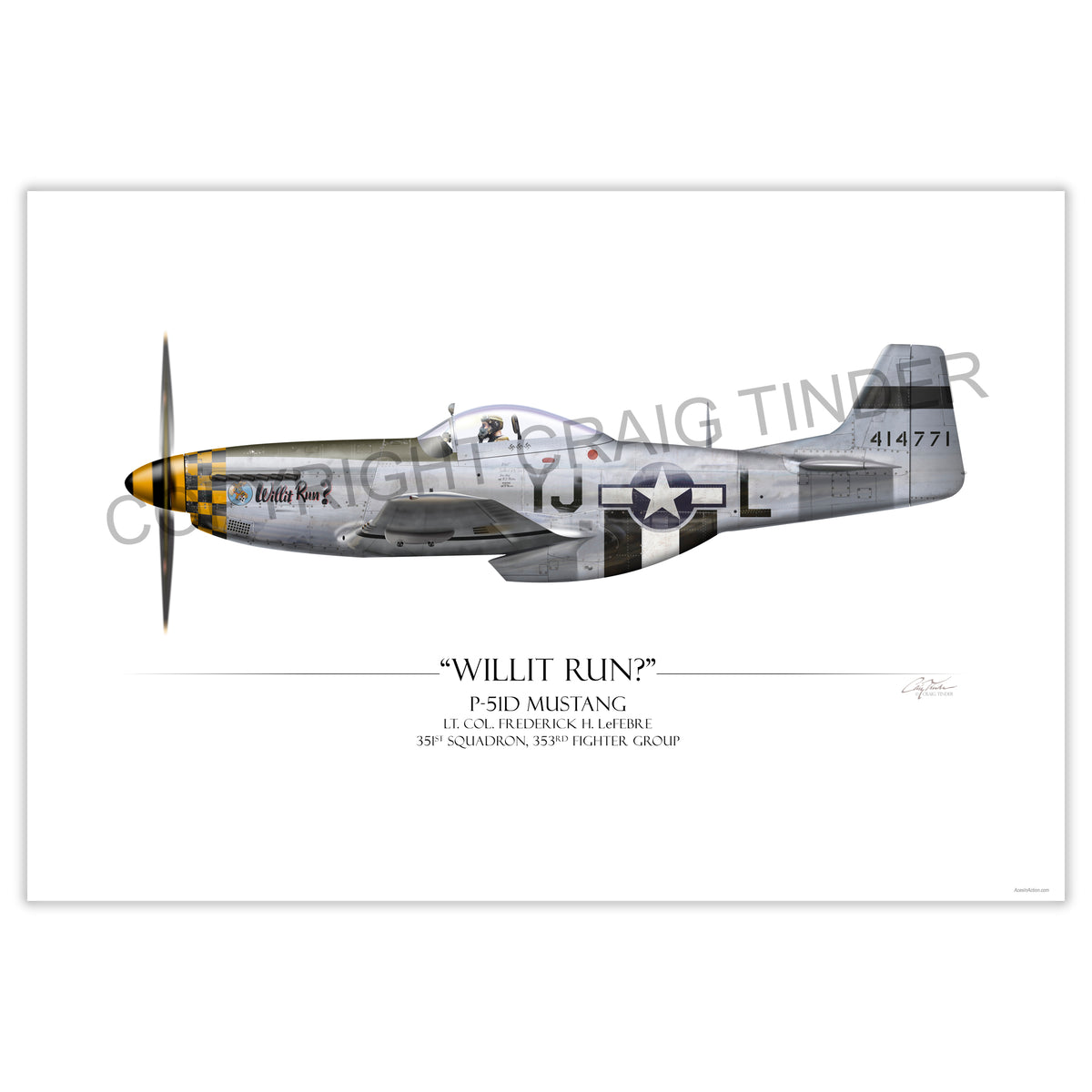 P-51 Mustang - Willit Run? Profile Art Print