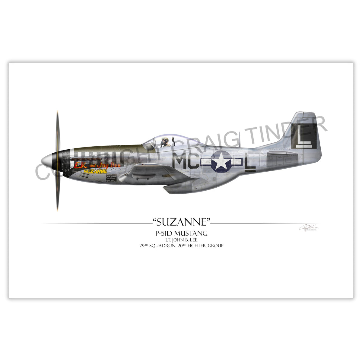 "Suzanne P-51D Mustang" - Art Print by Craig Tinder - Aces In Action