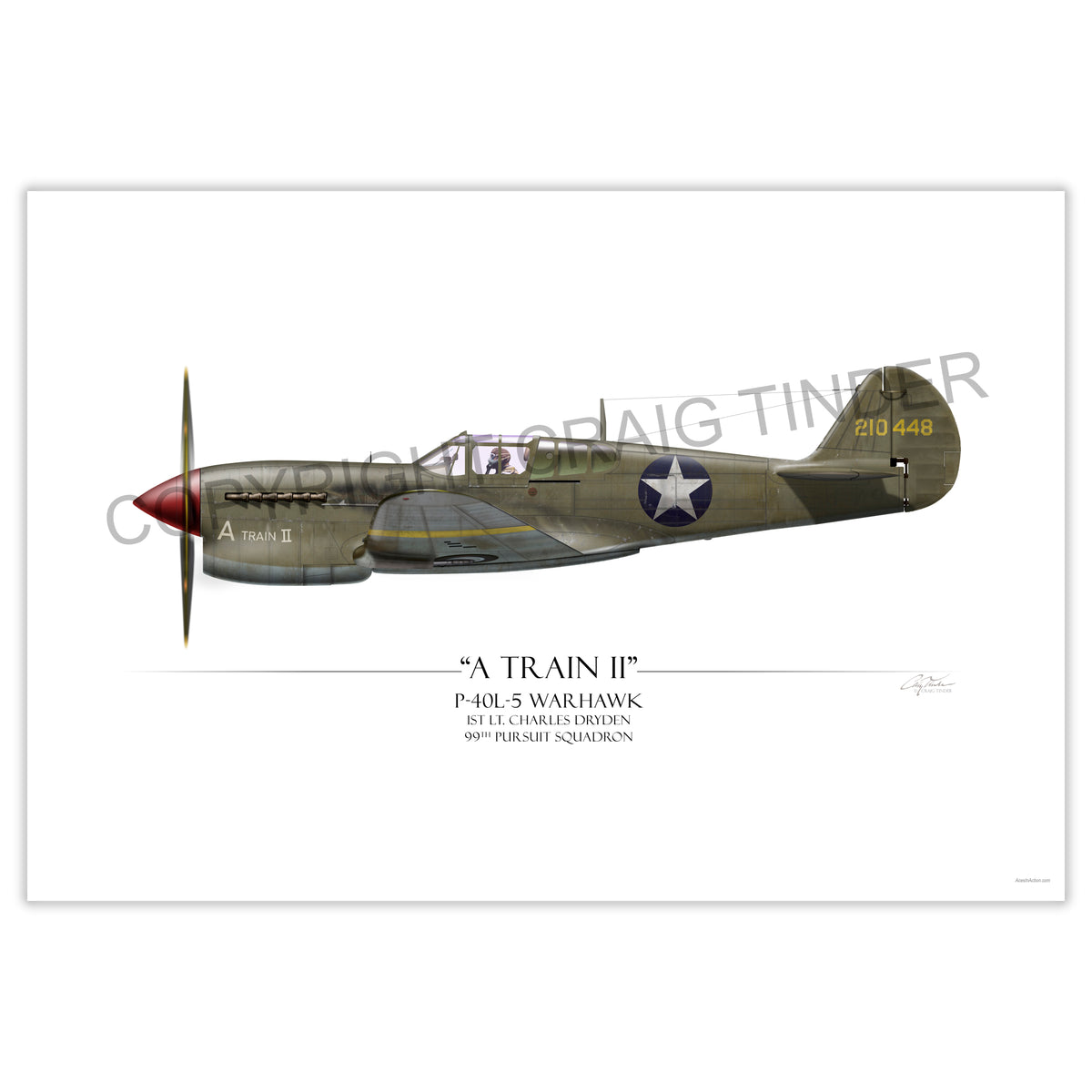 P-40 Warhawk - A Train II Tuskegee Airmen Profile Art Print