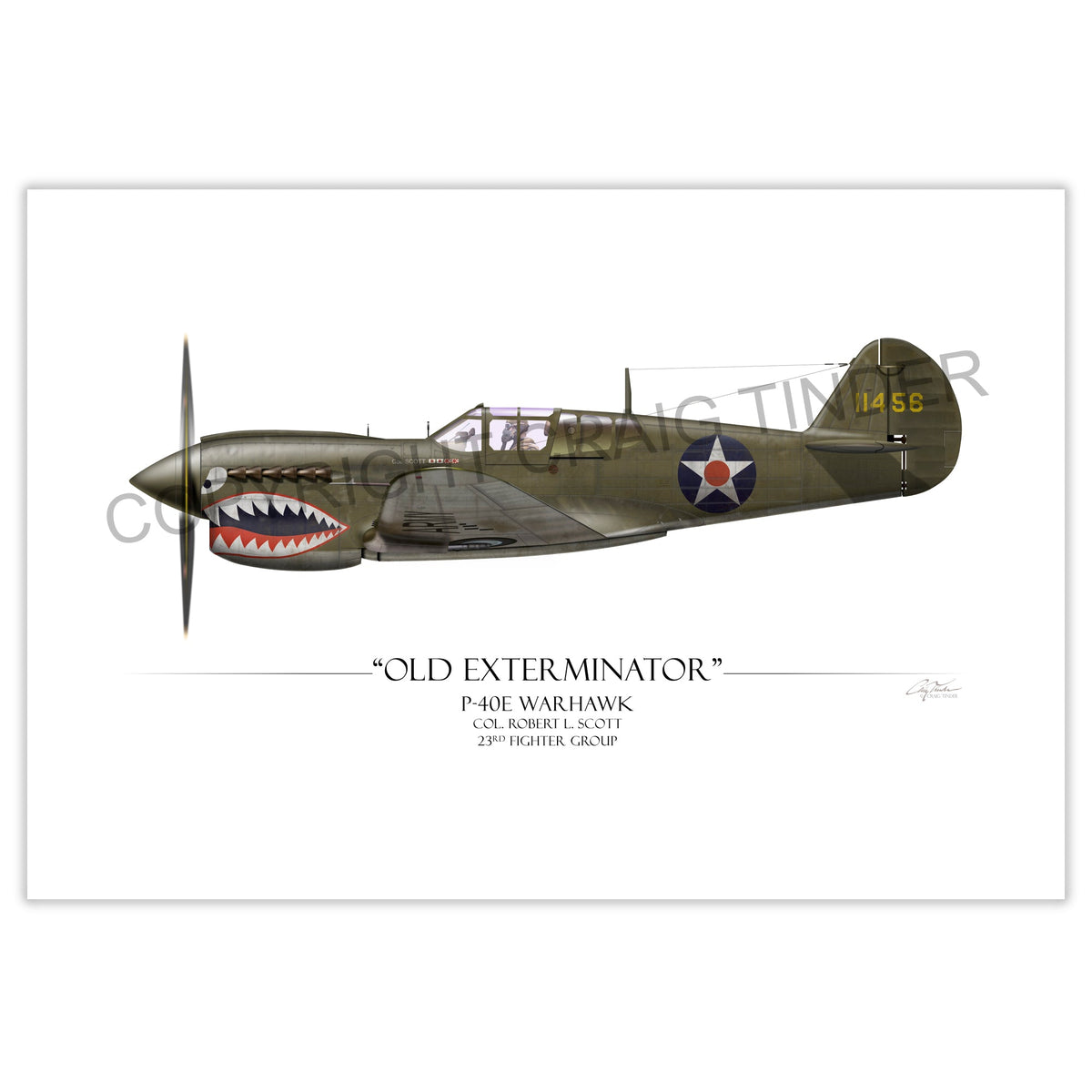 "Old Exterminator P-40 Warhawk" - Art Print by Craig Tinder