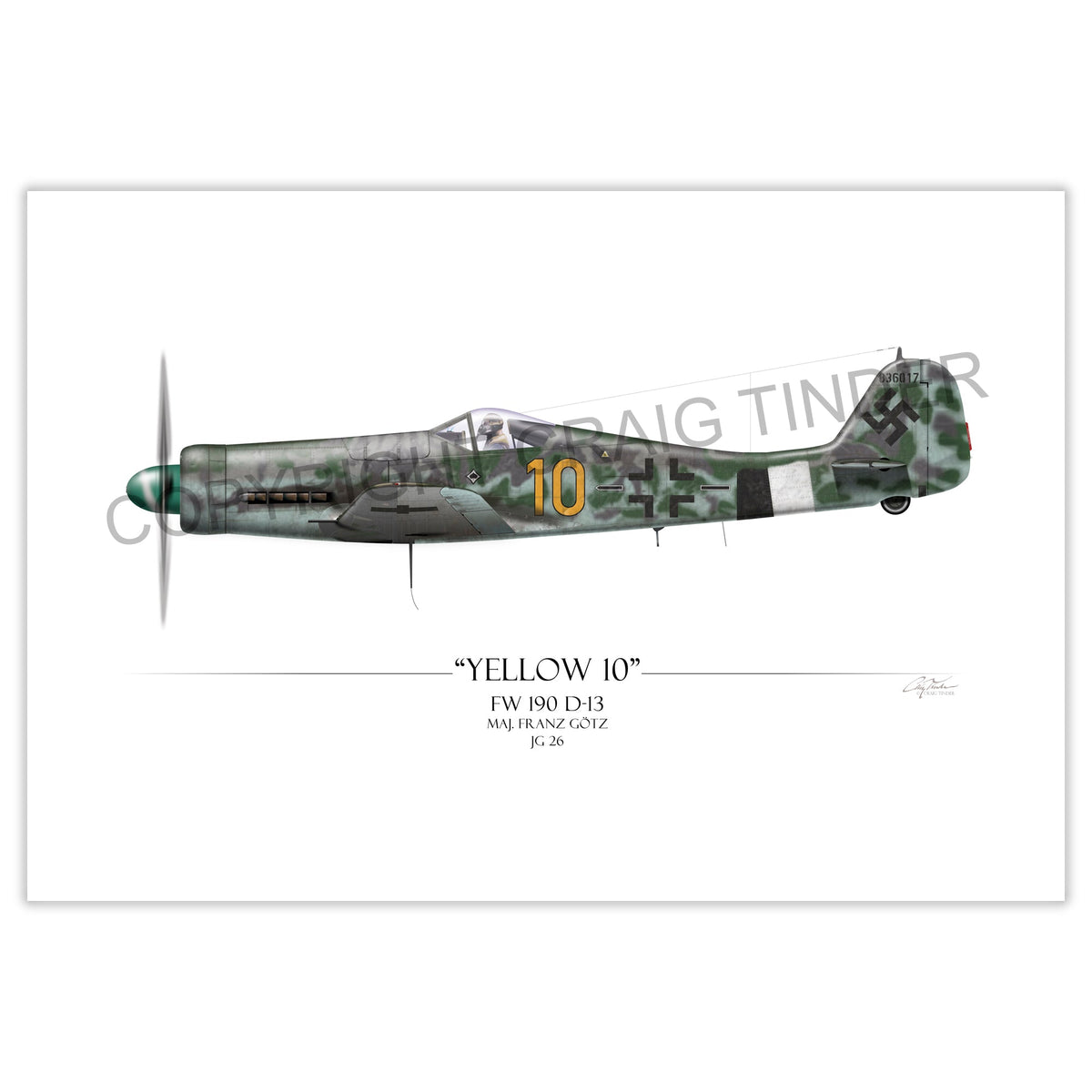 Focke-Wulf Fw 190 D9 - Yellow 10 profile artwork by Craig Tinder