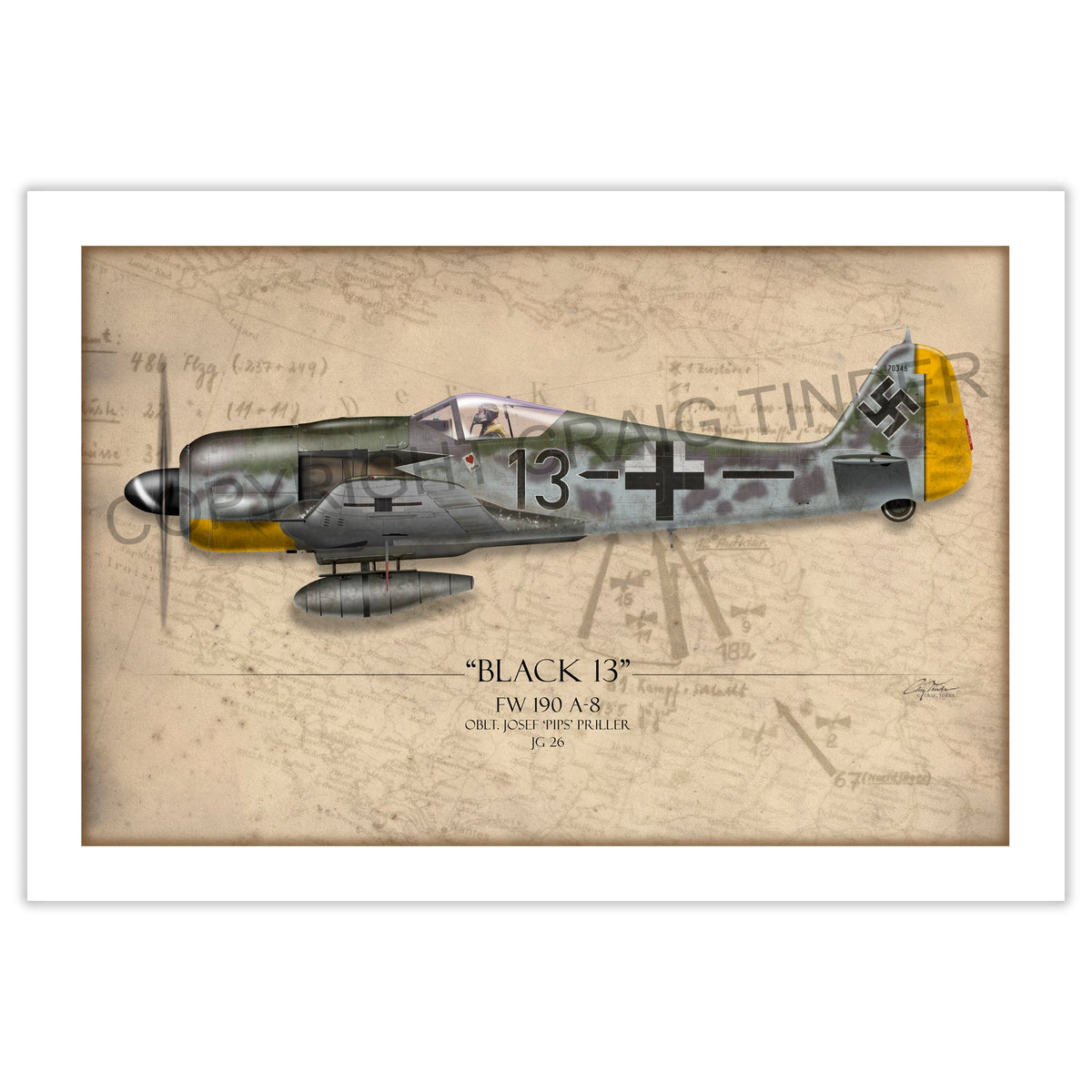 Focke-Wulf Fw 190 - Black 13 historical reference map