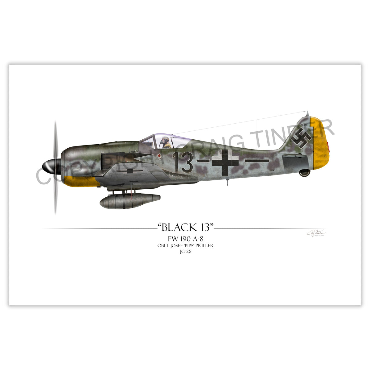Focke-Wulf Fw 190 - Black 13 profile artwork by Craig Tinder