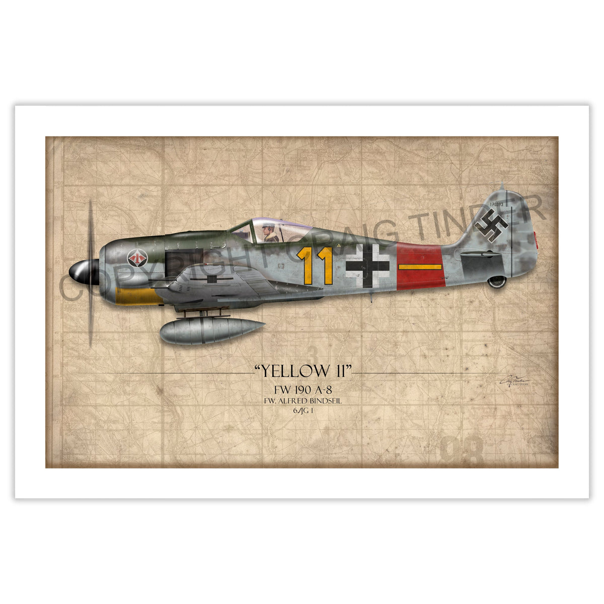 Focke-Wulf Fw 190 - Yellow 11 historical reference map