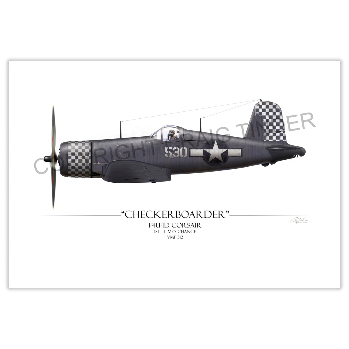 F4U Corsair - Checkerboarders profile artwork by Craig Tinder