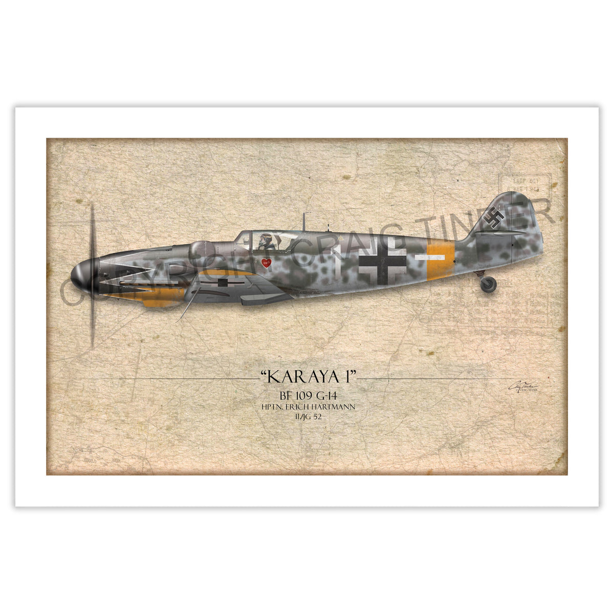 Messerschmitt Bf 109 G-14 - Erich Hartmann historical reference map