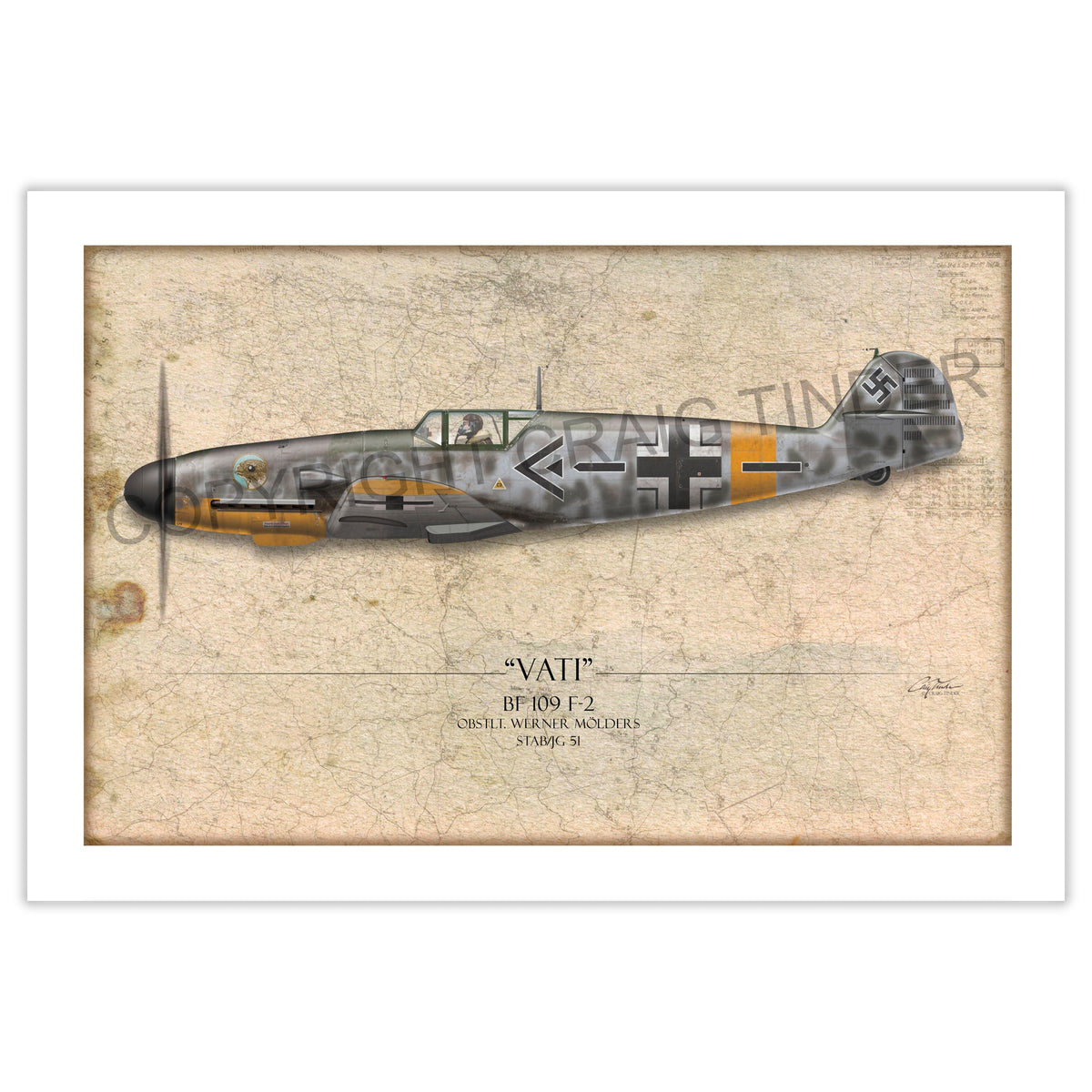 Messerschmitt Bf 109 F-2 - Werner Molders historical reference map