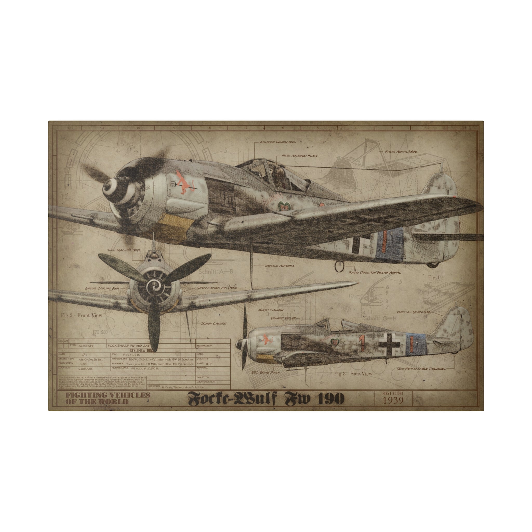Focke-Wulf Fw 190 - Fighting Vehicles of the World Canvas Art