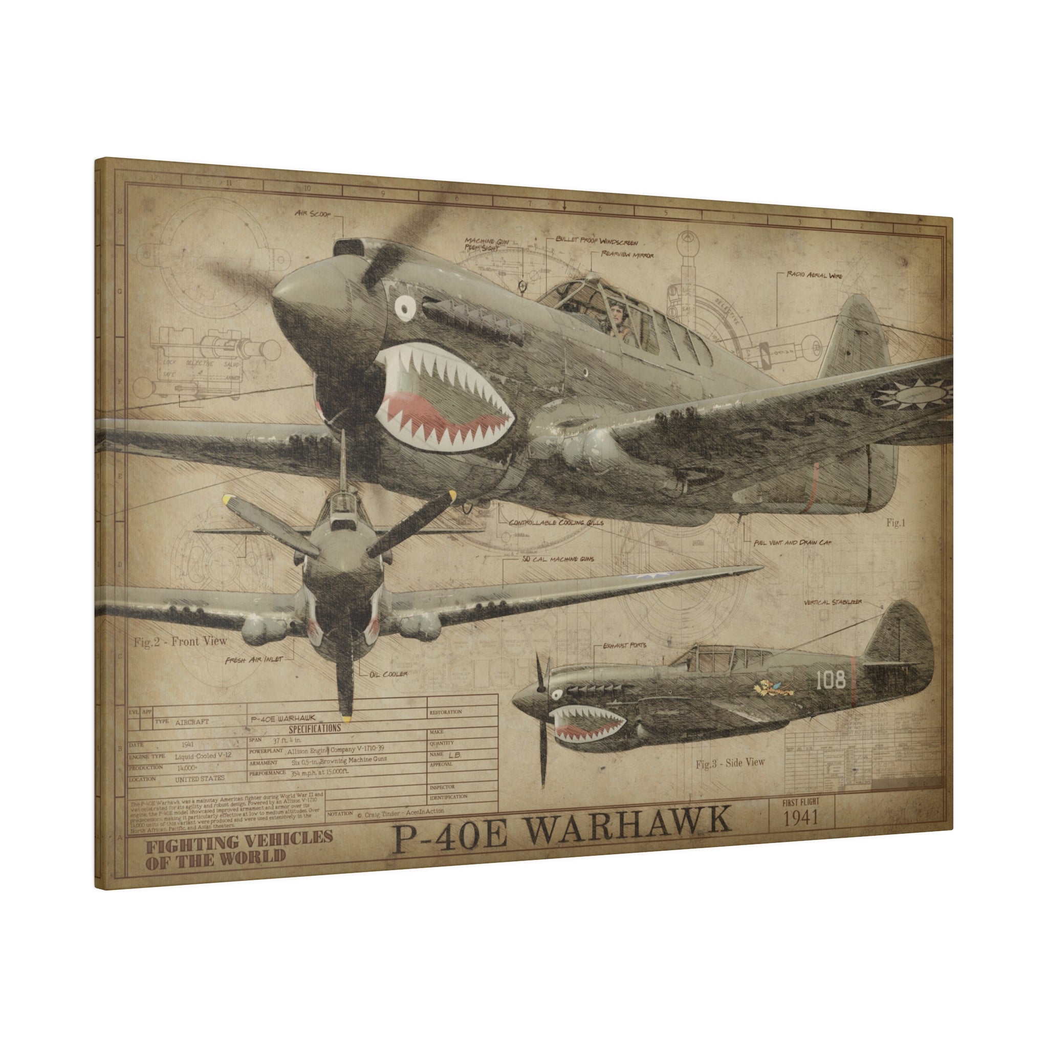 P-40E Warhawk - Fighting Vehicles of the World Canvas Art