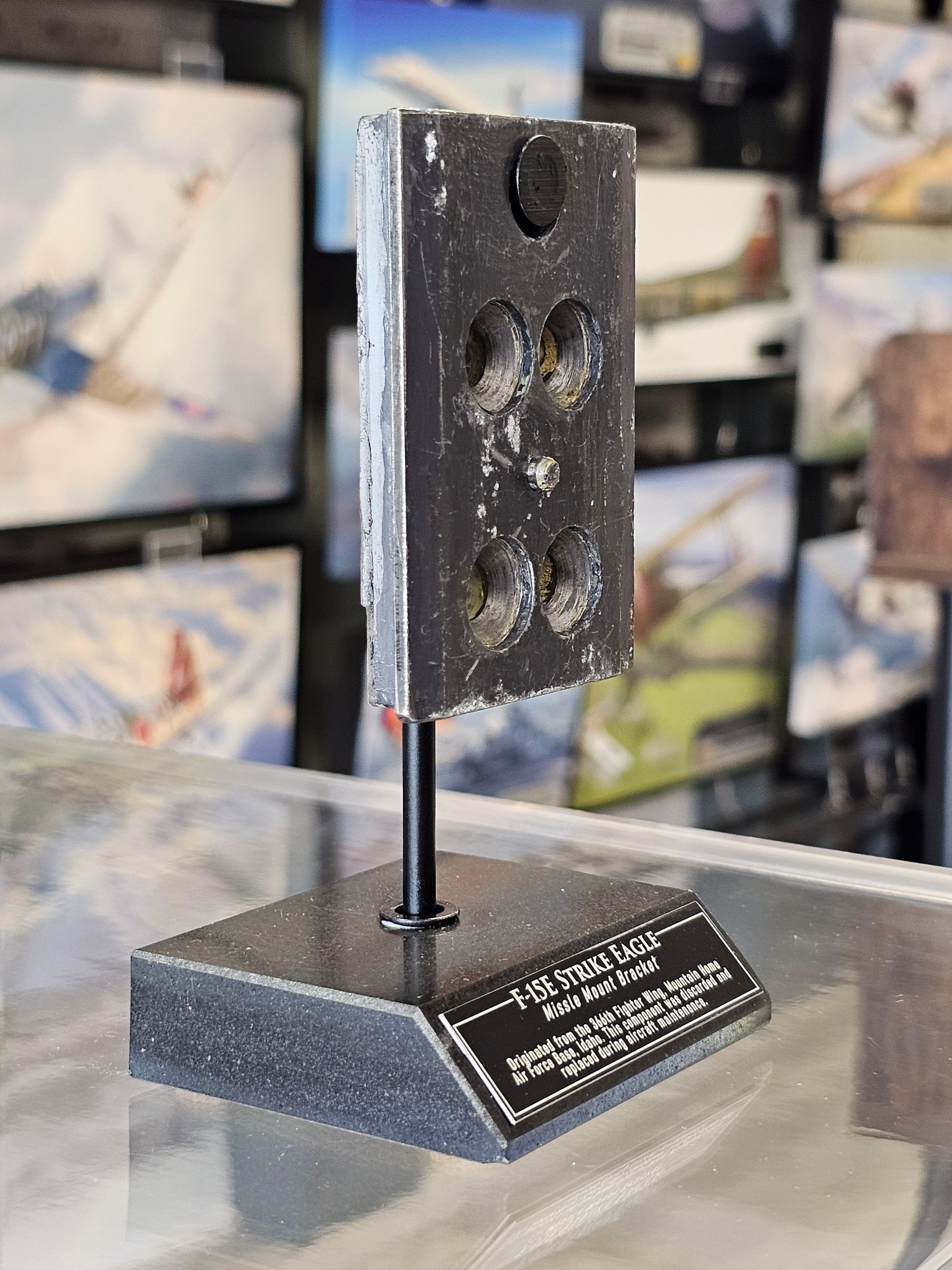 F-15 STRIKE EAGLE - Missle Mount Bracket - Museum Display with Armature Stone