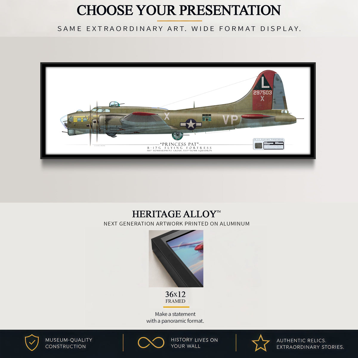 B-17 Flying Fortress Princess Pat Heritage Alloy dimensional view