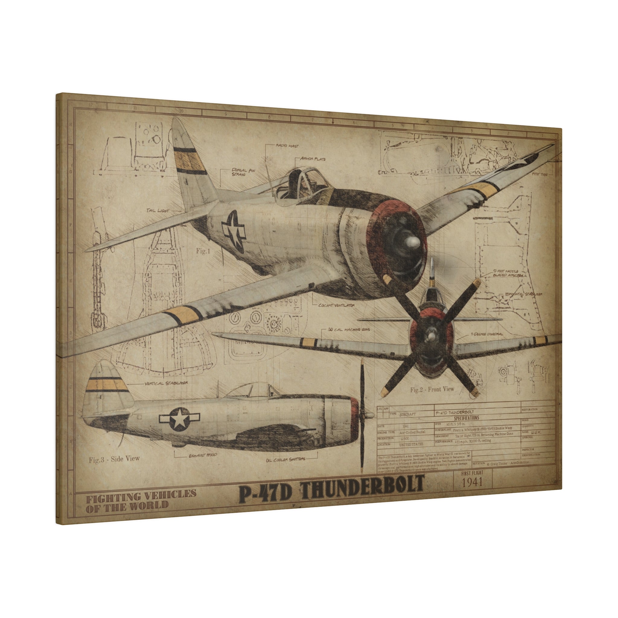 P-47 Thunderbolt - Fighting Vehicles of the World Canvas Art
