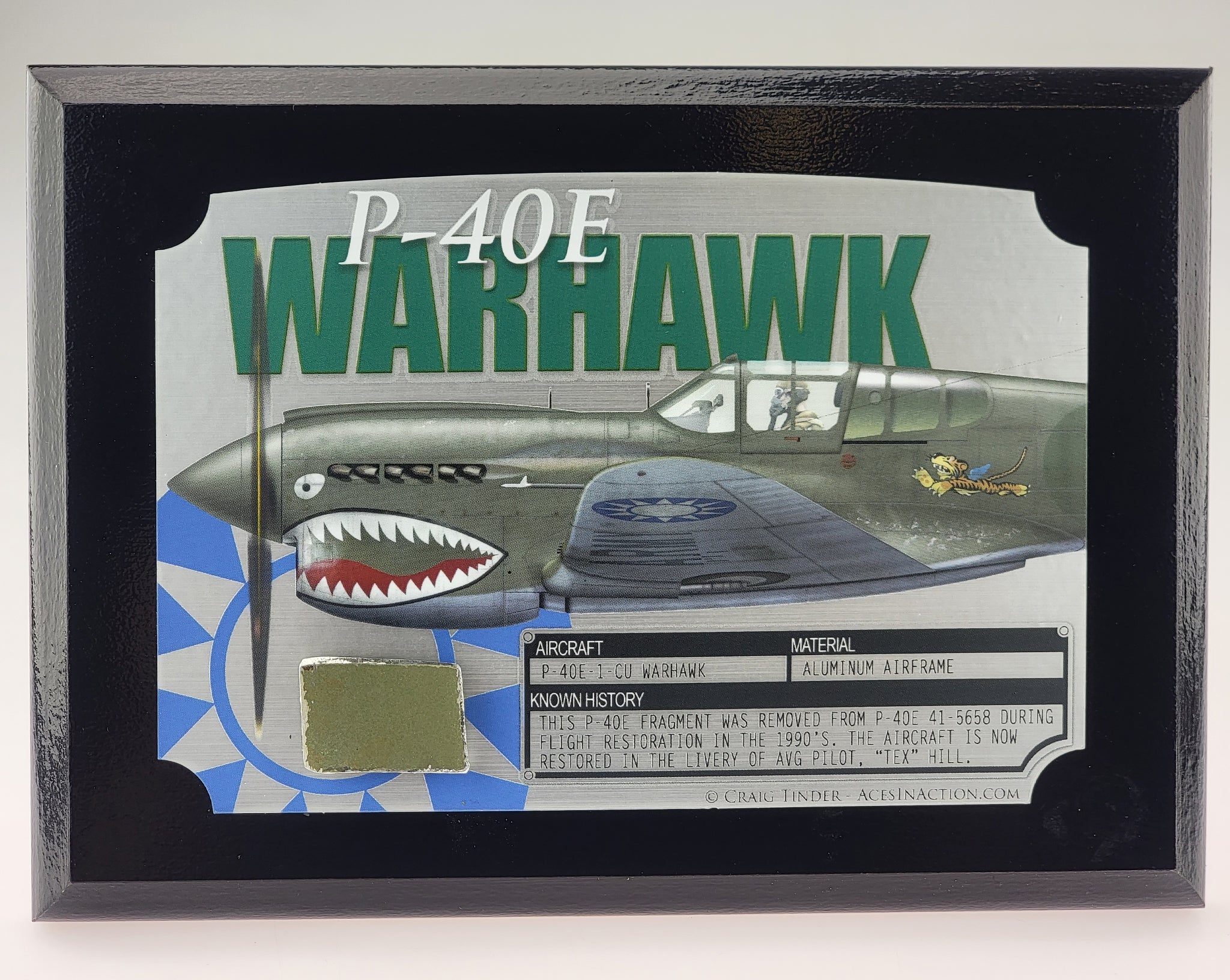 P-40 Warhawk Tex Hill - Relic Plaque - 5"x7"