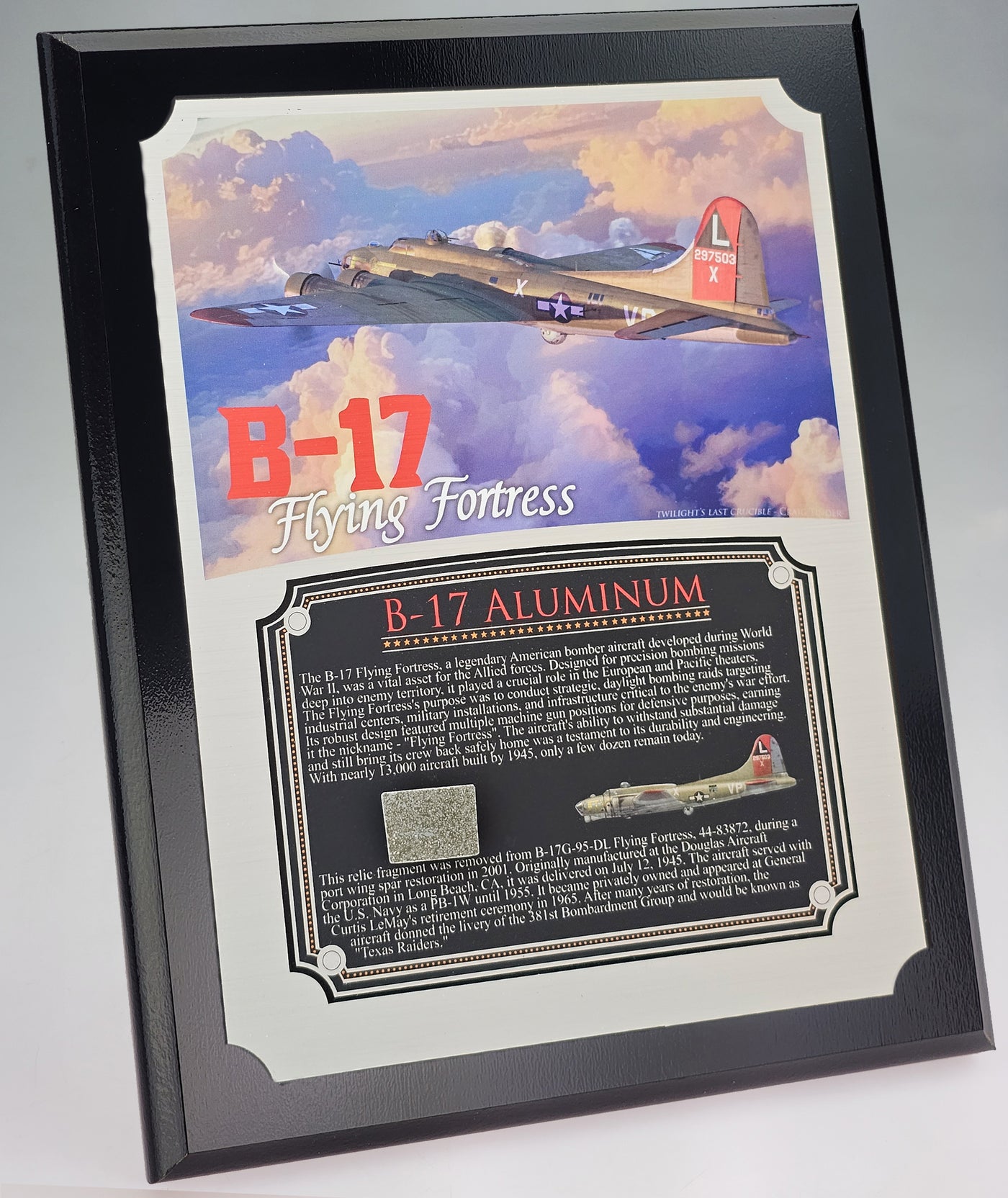 WWII B-17 Flying Fortress "Princess Pat" Relic Plaque - Full Color 8"x10"