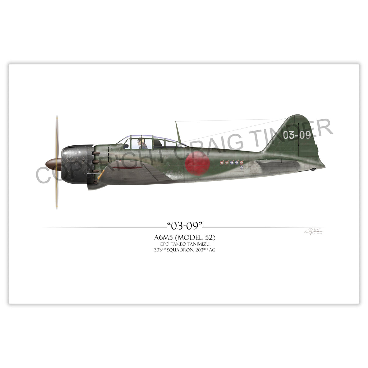 A6M5 Zero - Takeo Tanimizu profile artwork by Craig Tinder