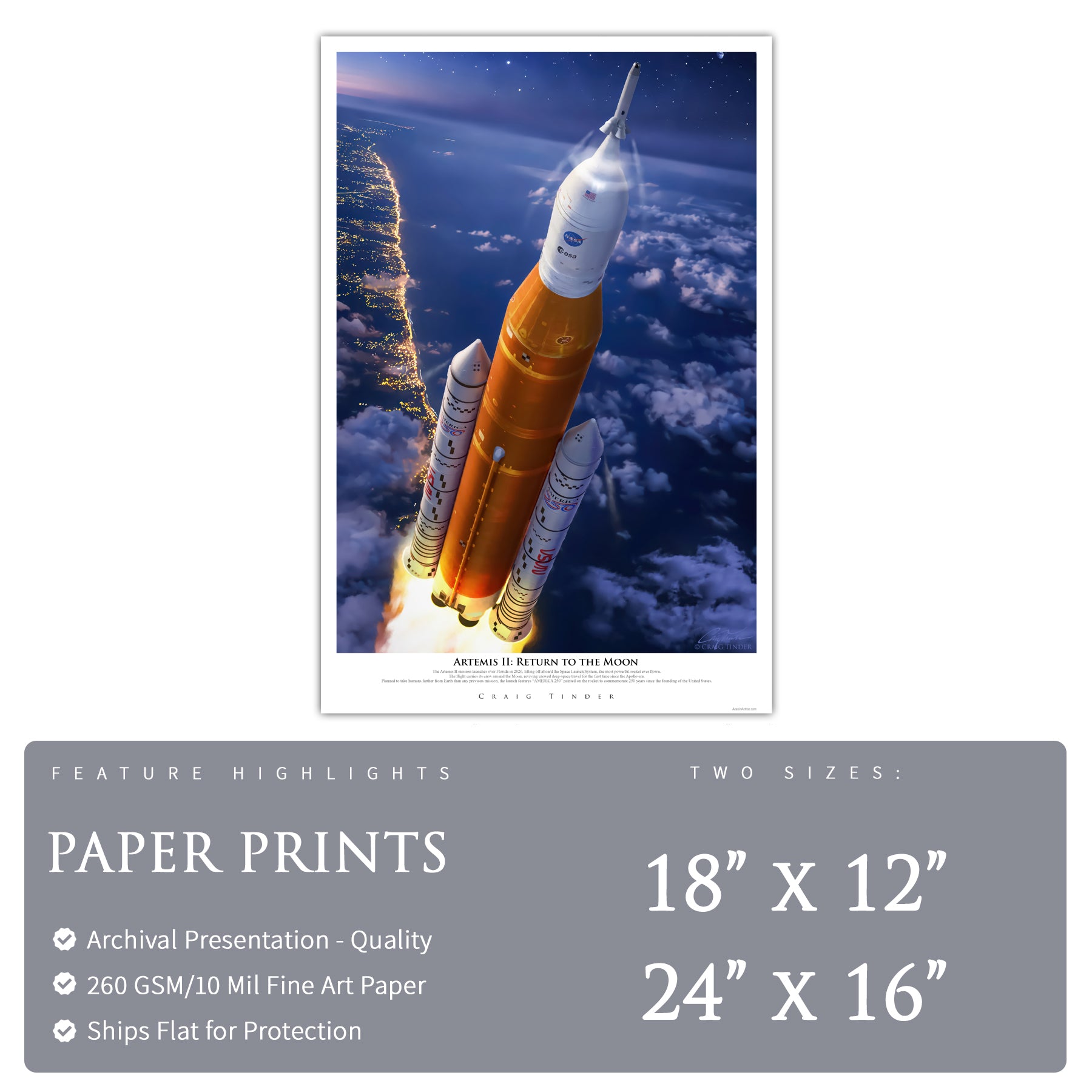 Artemis II Canvas | INCLUDES SLS CREW MISSION PATCH