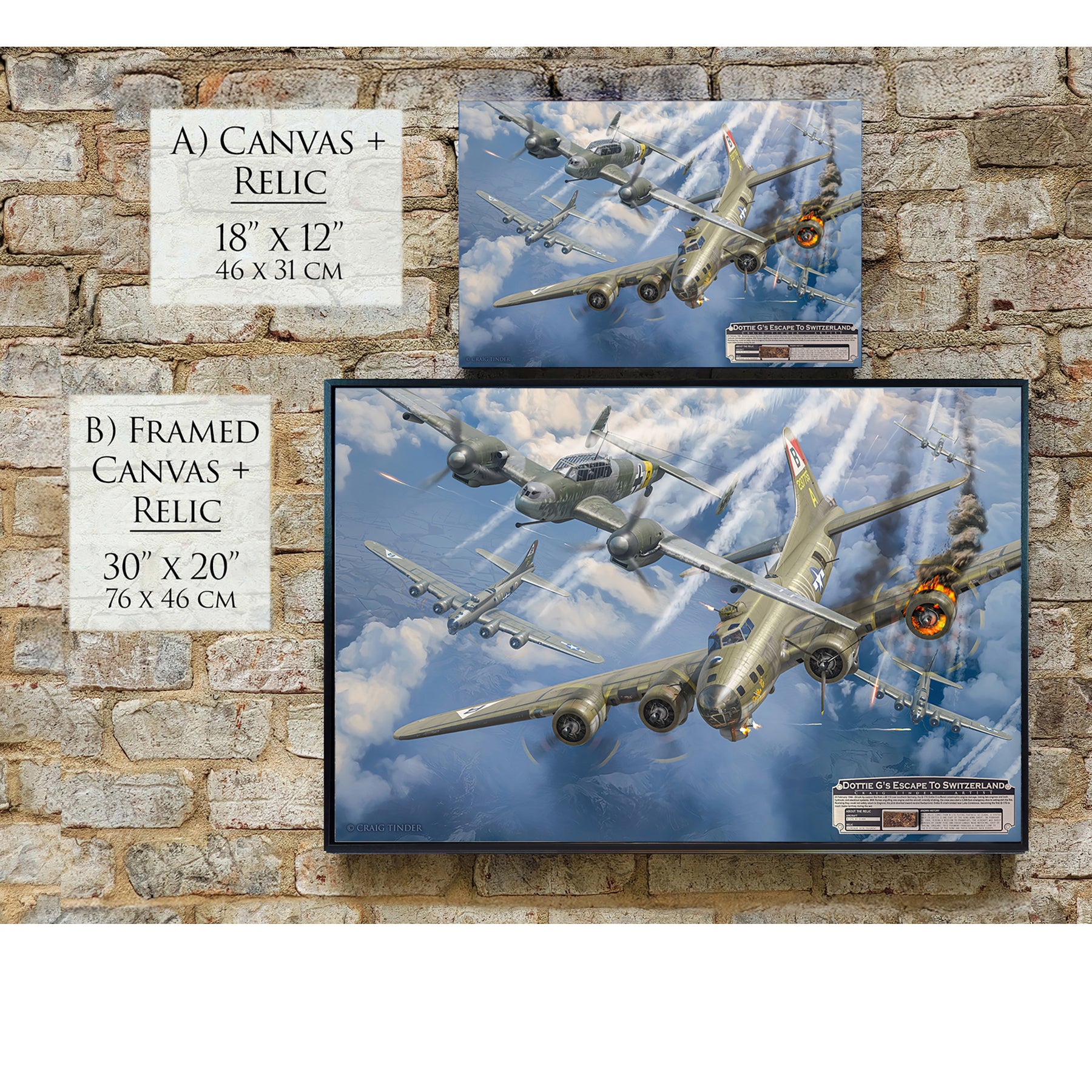 B-17 Flying Fortress - Dottie G's Escape to Switzerland Canvas | INCLUDES: 92nd BG B-17 Relic