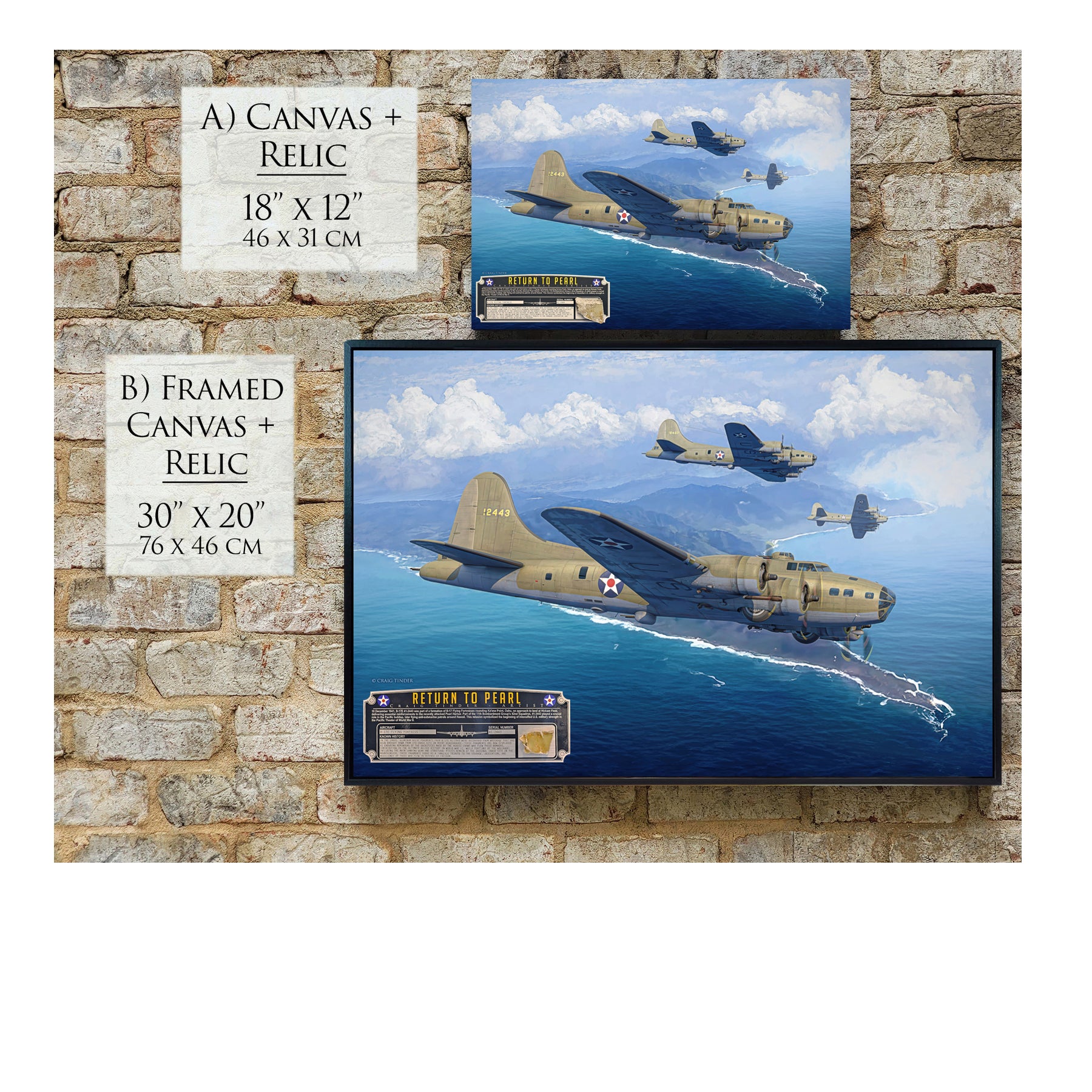 B-17E Flying Fortress - The Return to Pearl Canvas | INCLUDES: Skin Fragment