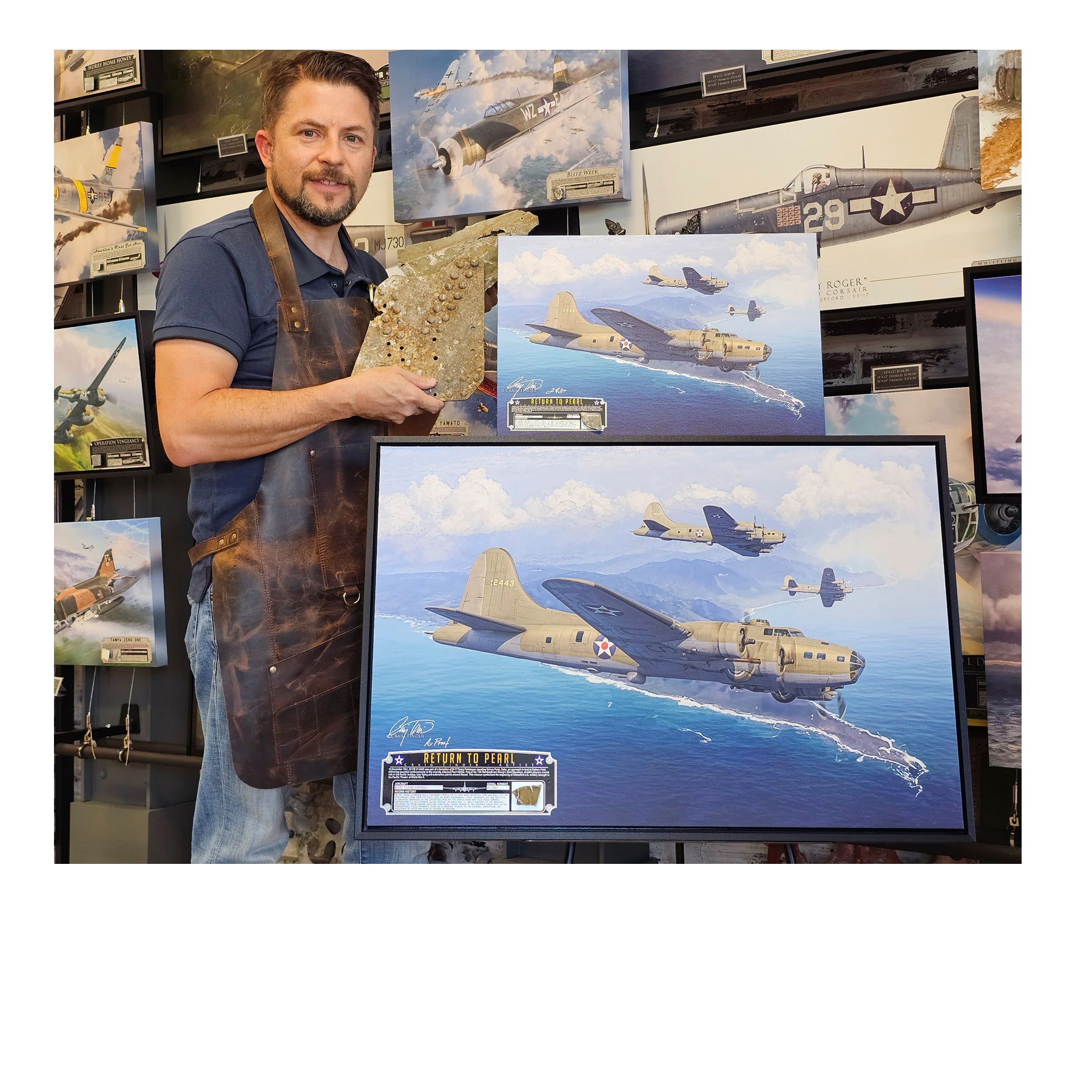 B-17E Flying Fortress - The Return to Pearl Canvas | INCLUDES: Skin Fragment