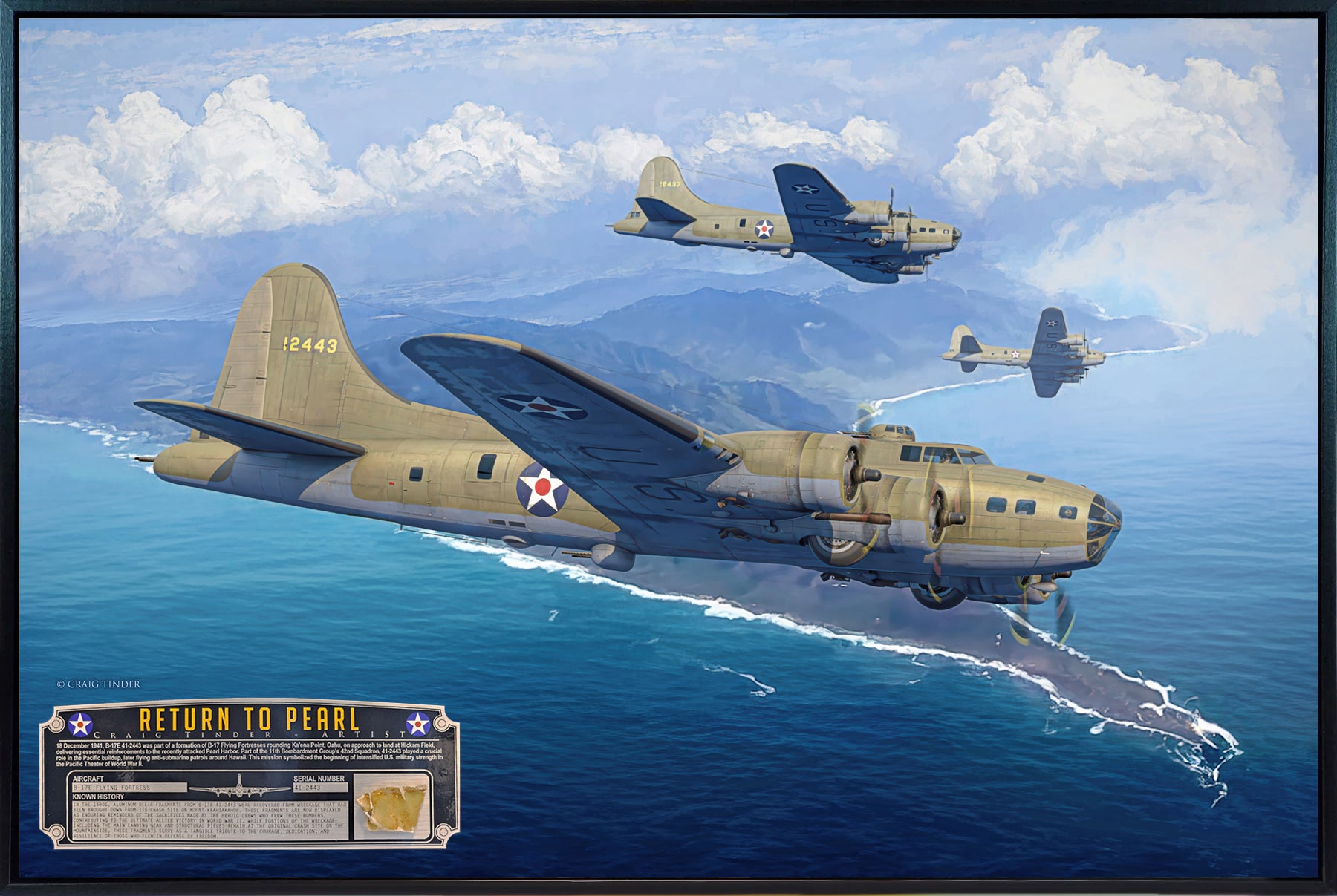 B-17E Flying Fortress - The Return to Pearl Canvas | INCLUDES: Skin Fragment