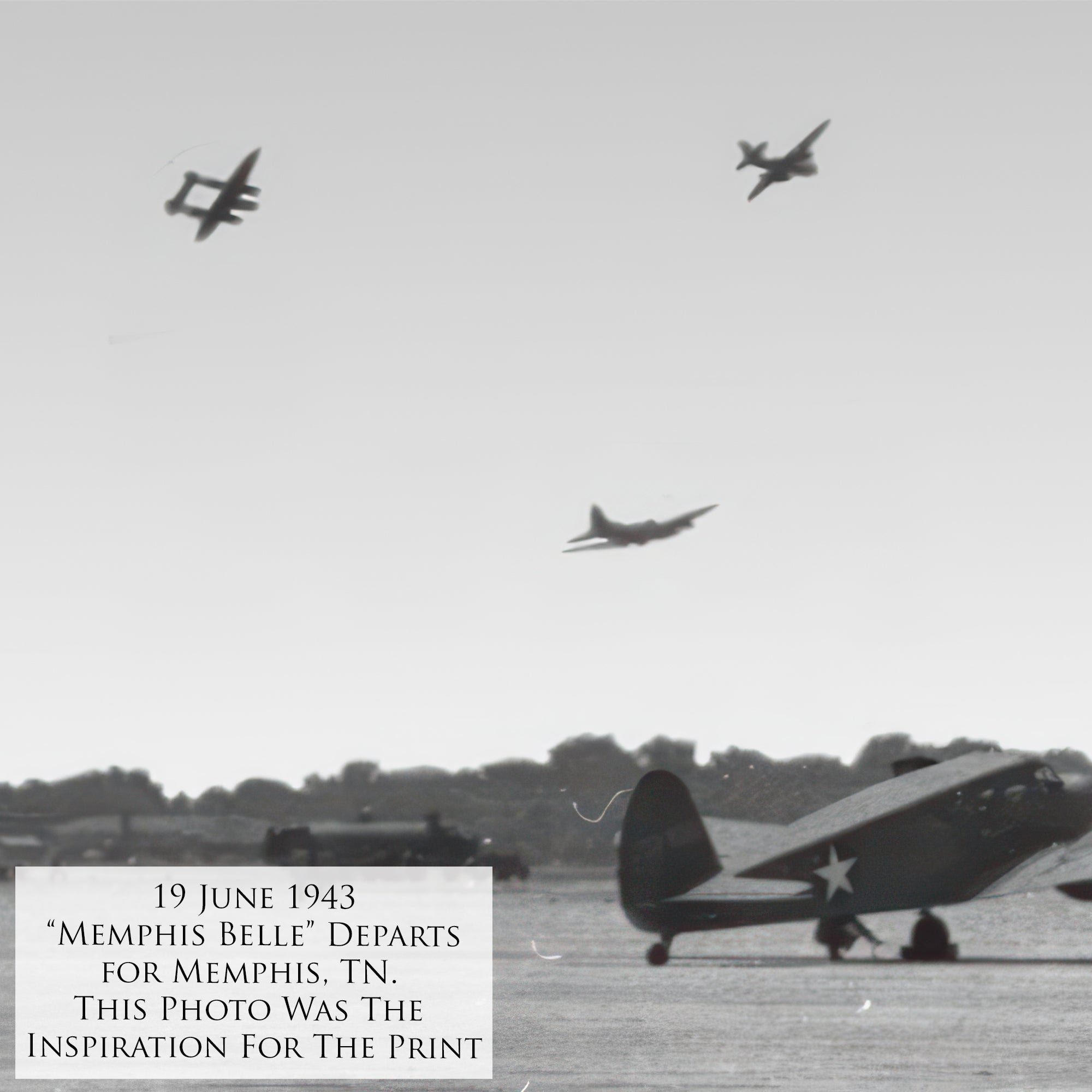 Memphis Awaits the Belle - B-17E Memphis Belle Canvas | INCLUDES: Tire Fragment
