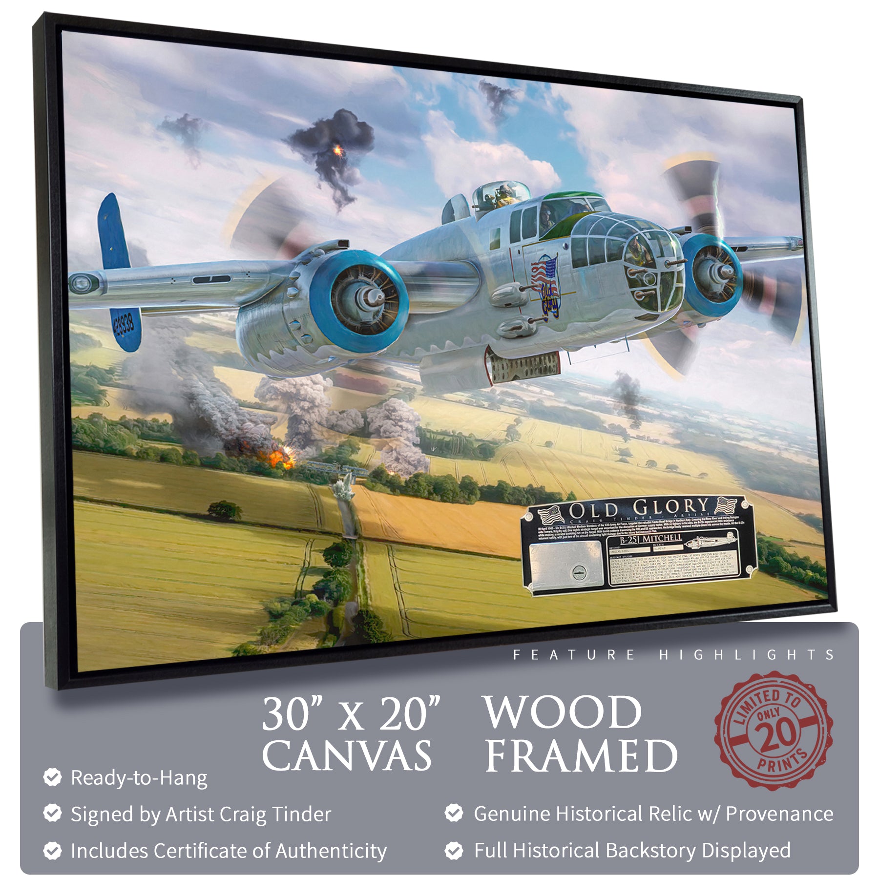B-25 Mitchell - Old Glory Canvas | INCLUDES: Engine Cowl Panel Piece