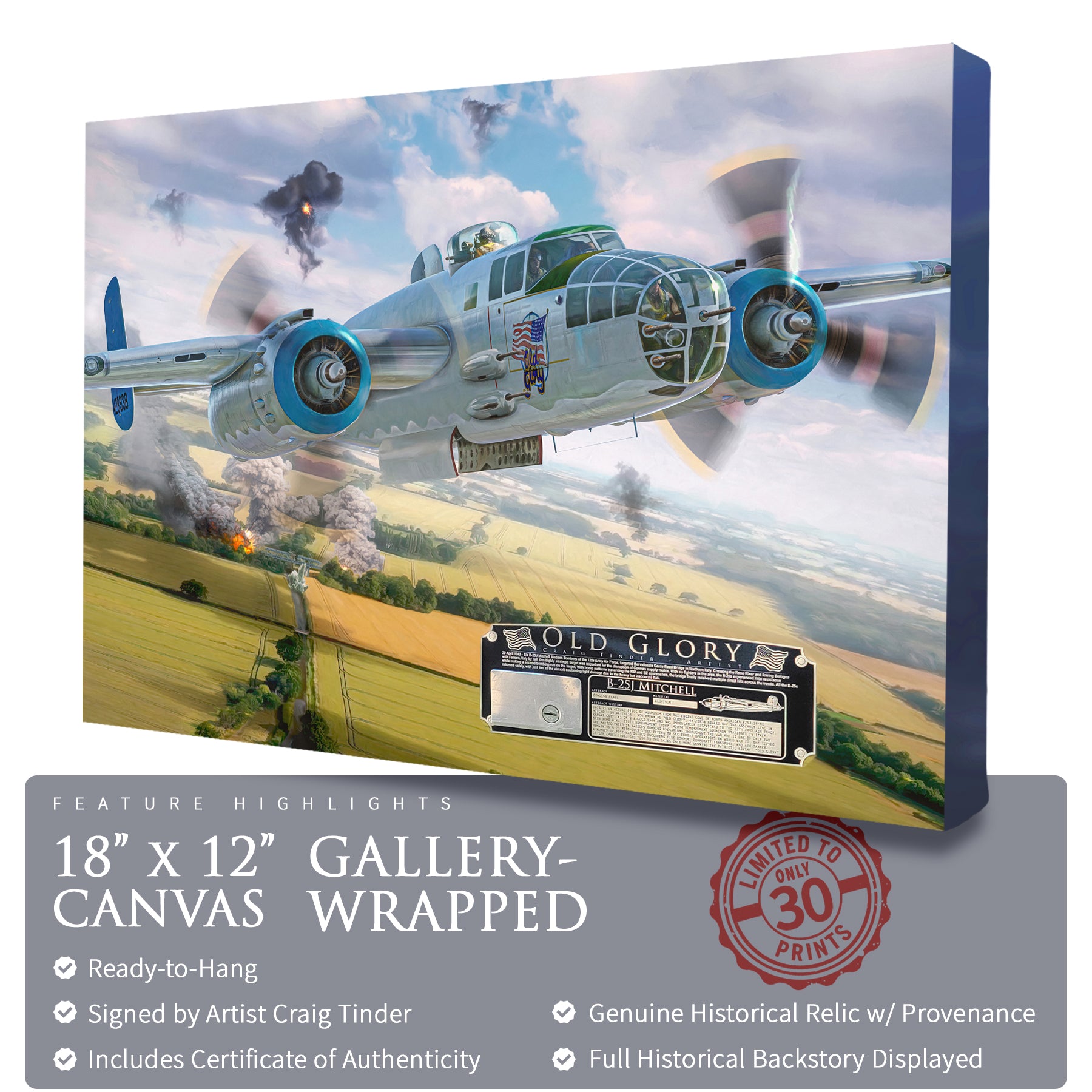 B-25 Mitchell - Old Glory Canvas | INCLUDES: Engine Cowl Panel Piece
