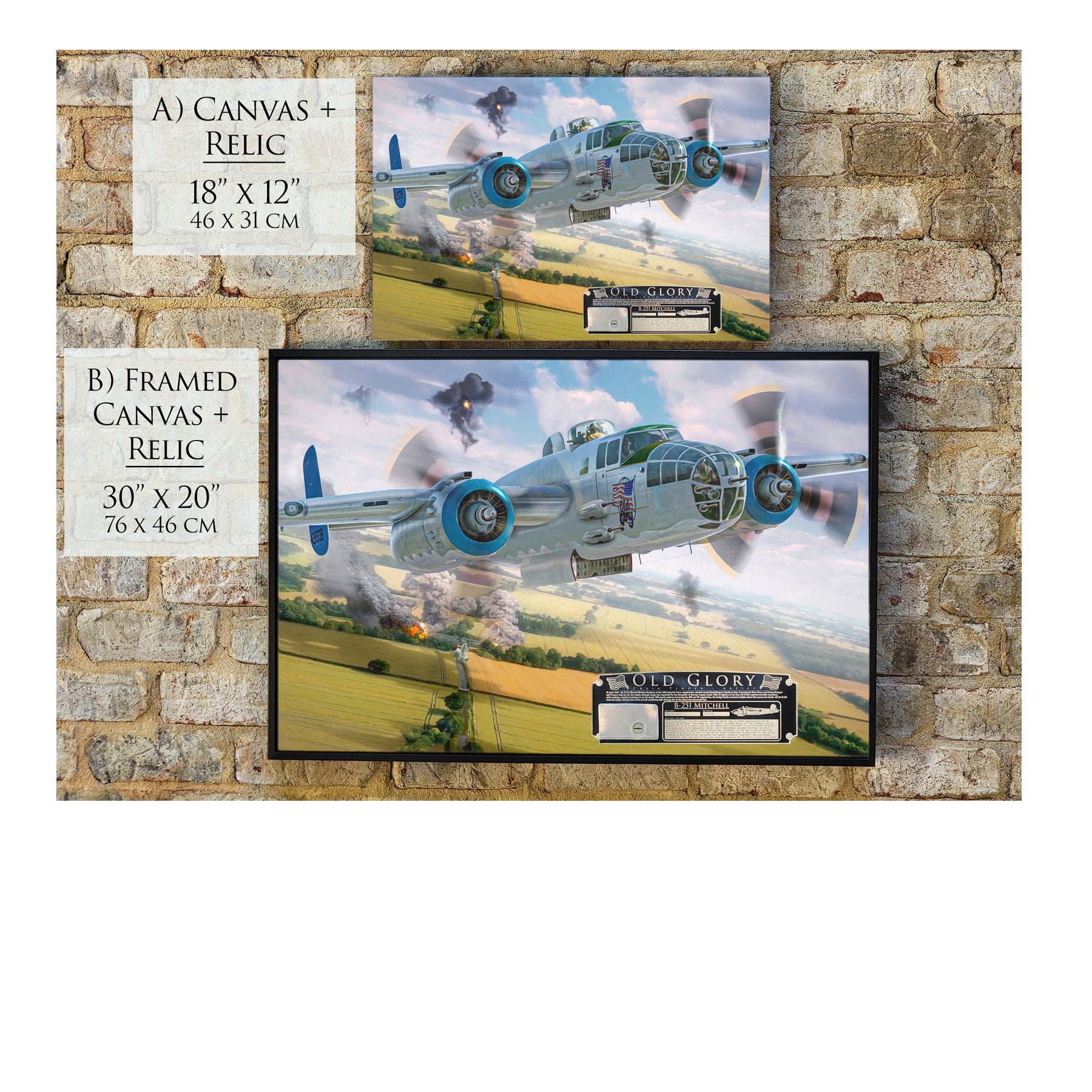 B-25 Mitchell - Old Glory Canvas | INCLUDES: Engine Cowl Panel Piece