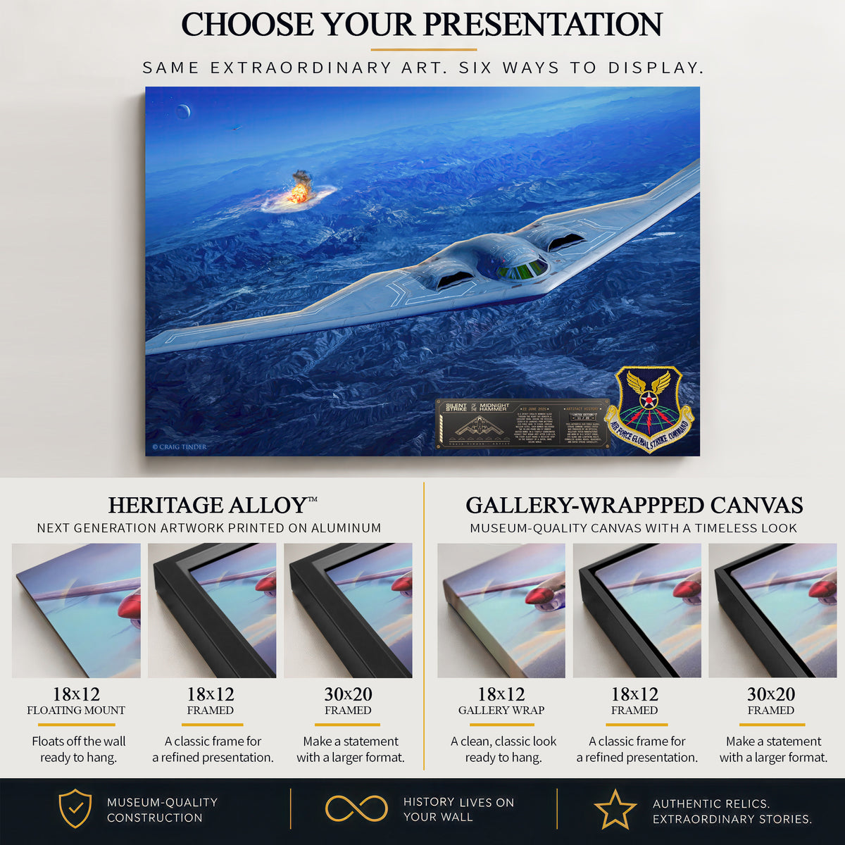 B-2 Spirit Bomber - Midnight Hammer artwork and historical relic presentation detail