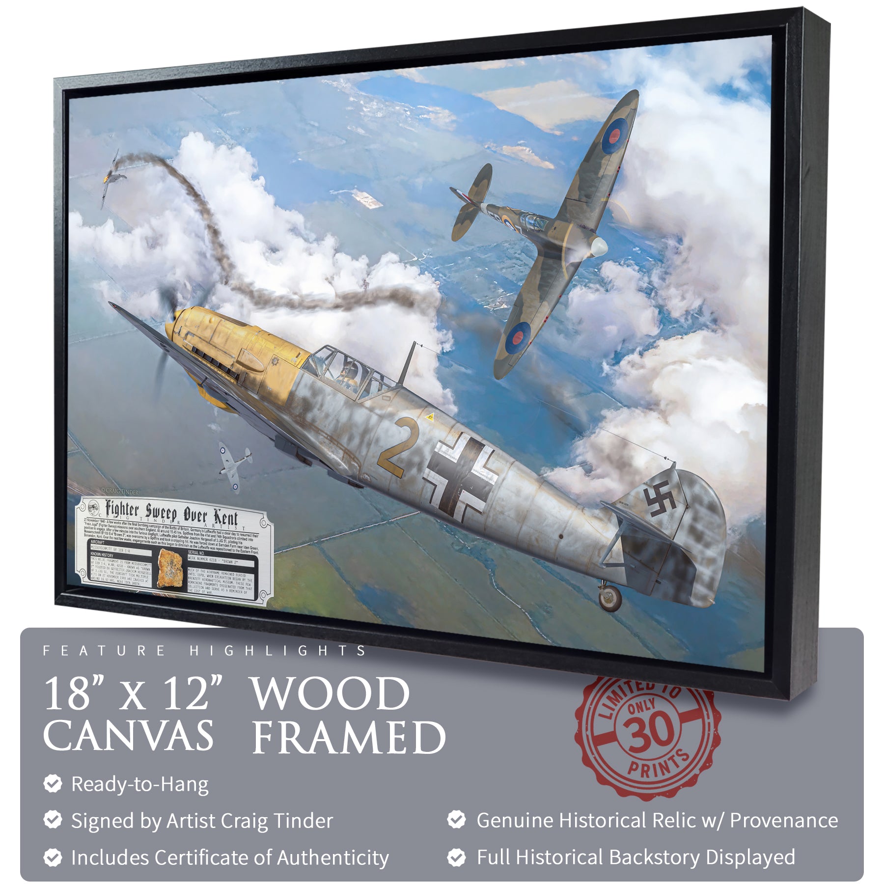 Messerschmitt Bf 109 - Fighter Sweep Over Kent Canvas | INCLUDES: Engine Relic
