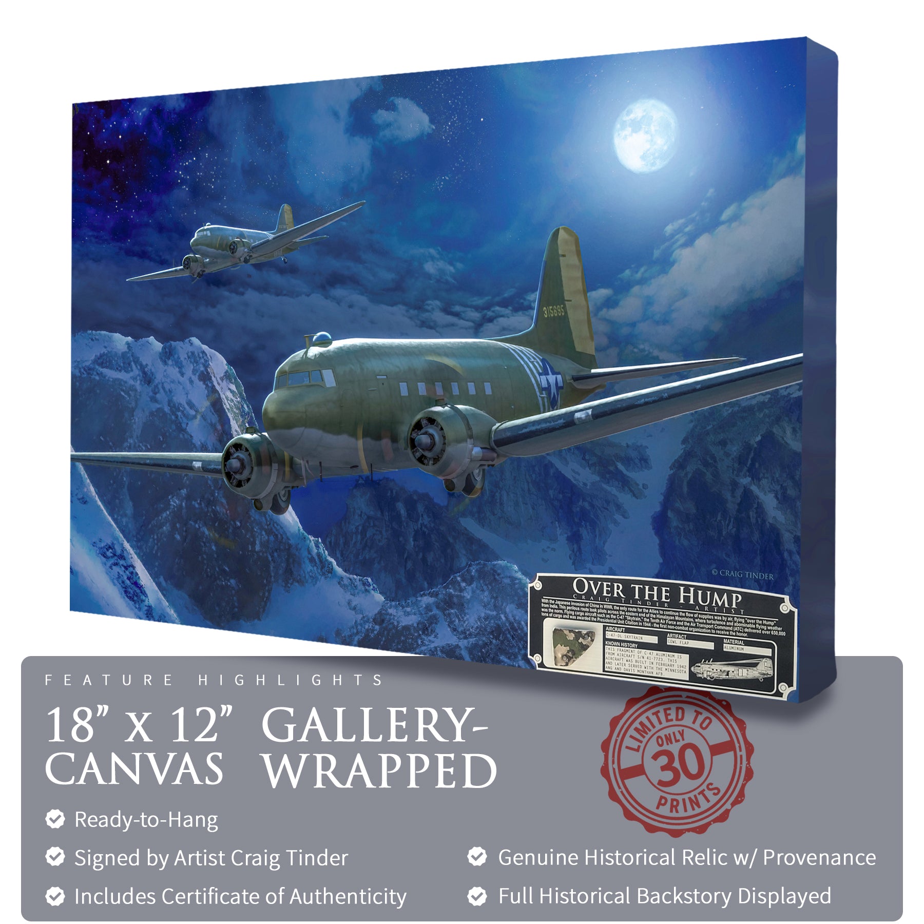 C-47 Skytrain - Over the Hump Canvas | INCLUDES: Cowl Flap Panel Piece