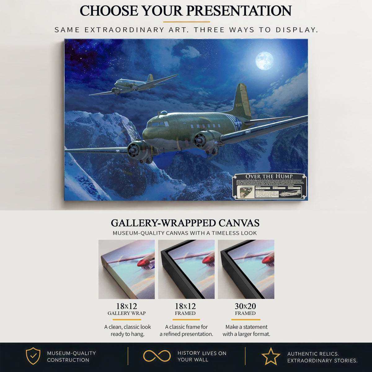 C-47 Skytrain Over the Hump gallery-wrapped canvas