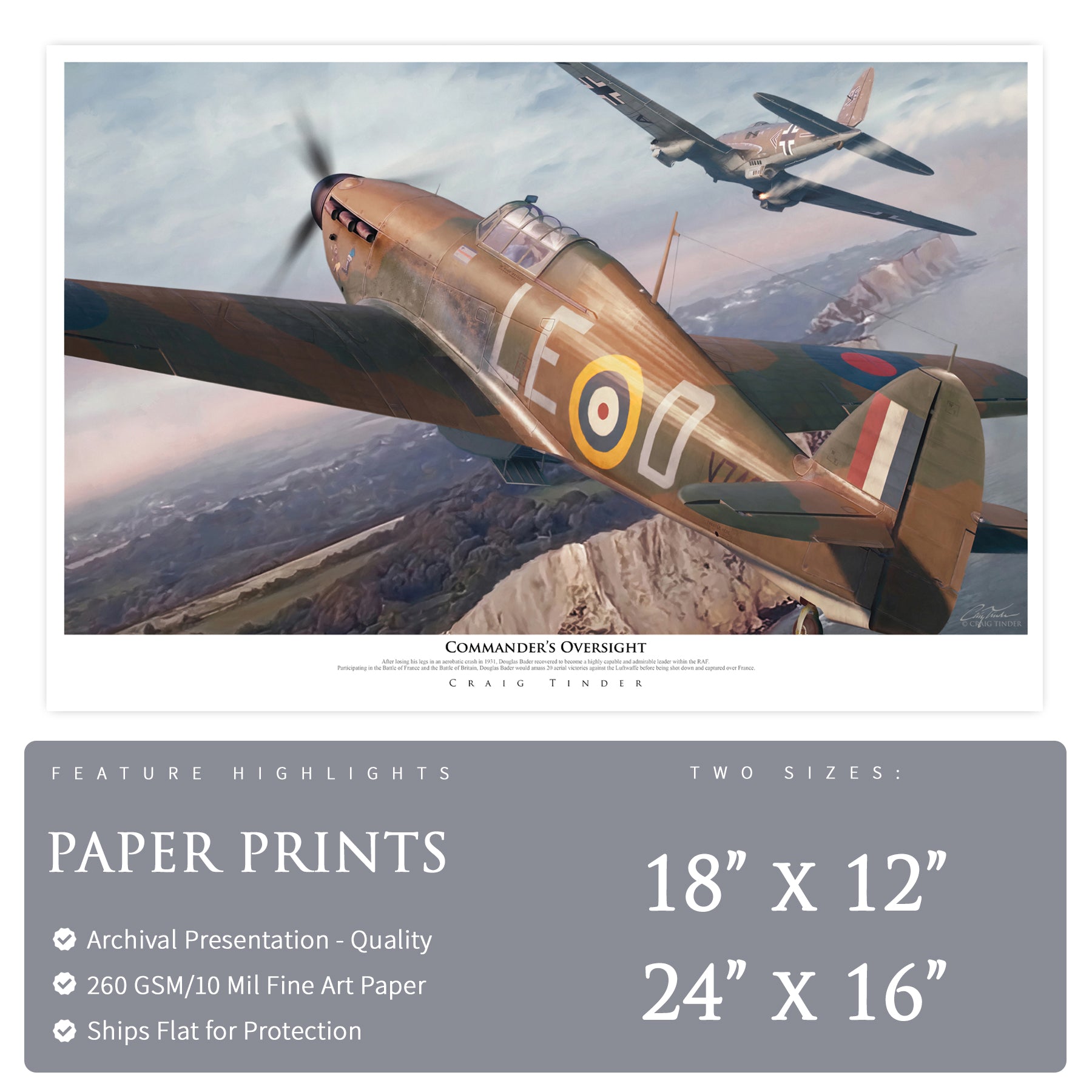 Hurricane - Commander's Oversight Canvas | INCLUDES: Merlin Engine Fragment