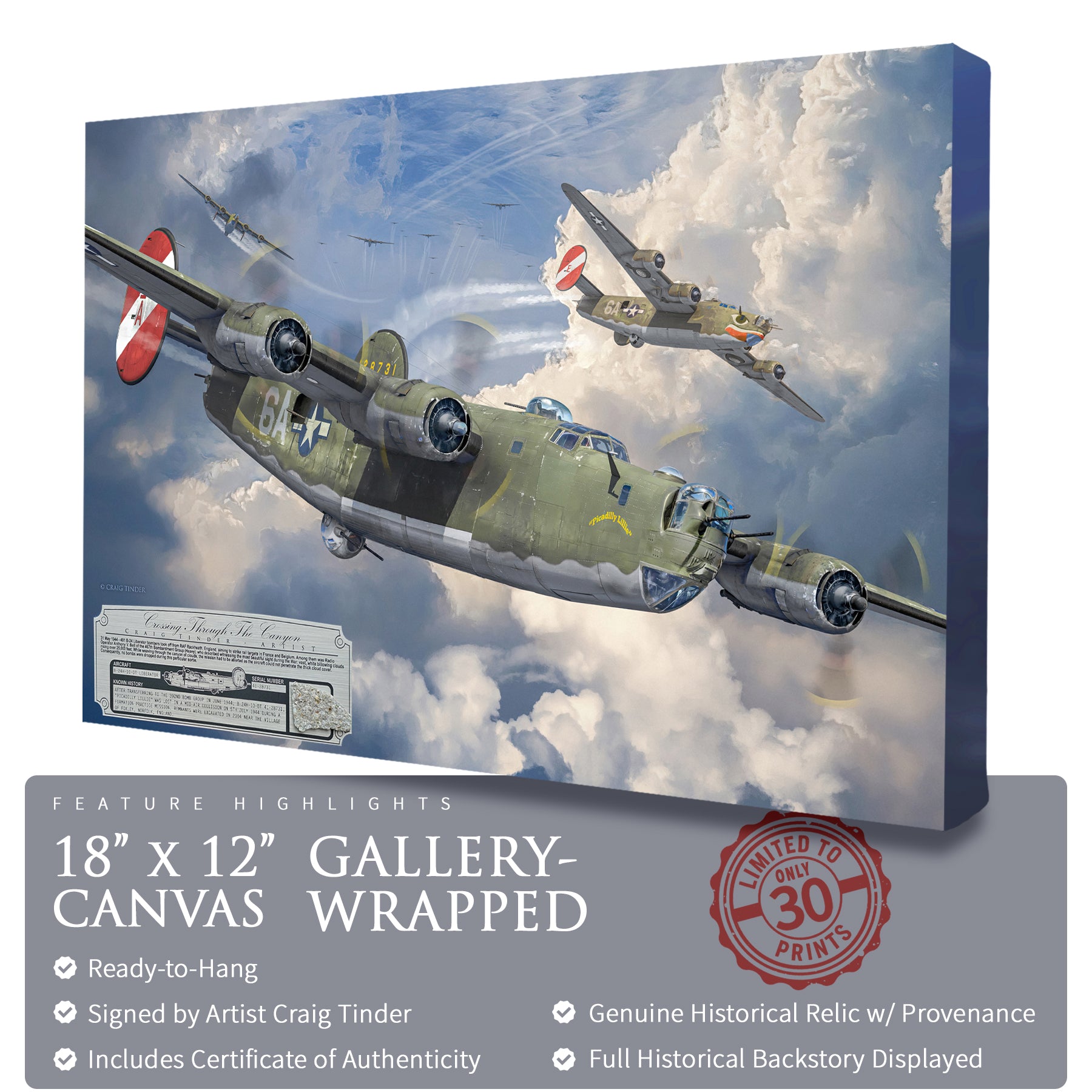 B-24 Liberator - Crossing Through The Canyon Canvas | INCLUDES: Aluminum and Engine Parts