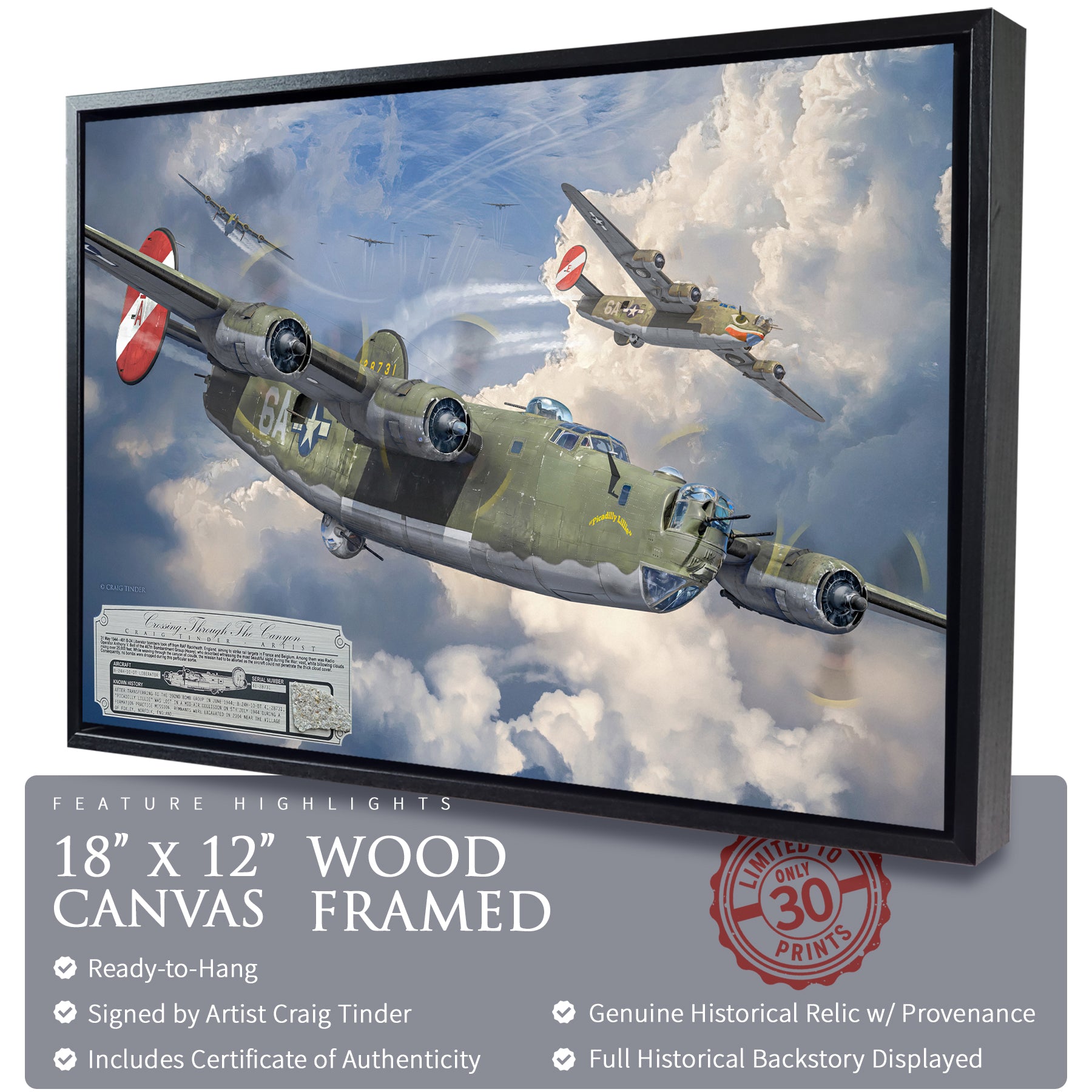 B-24 Liberator - Crossing Through The Canyon Canvas | INCLUDES: Aluminum and Engine Parts