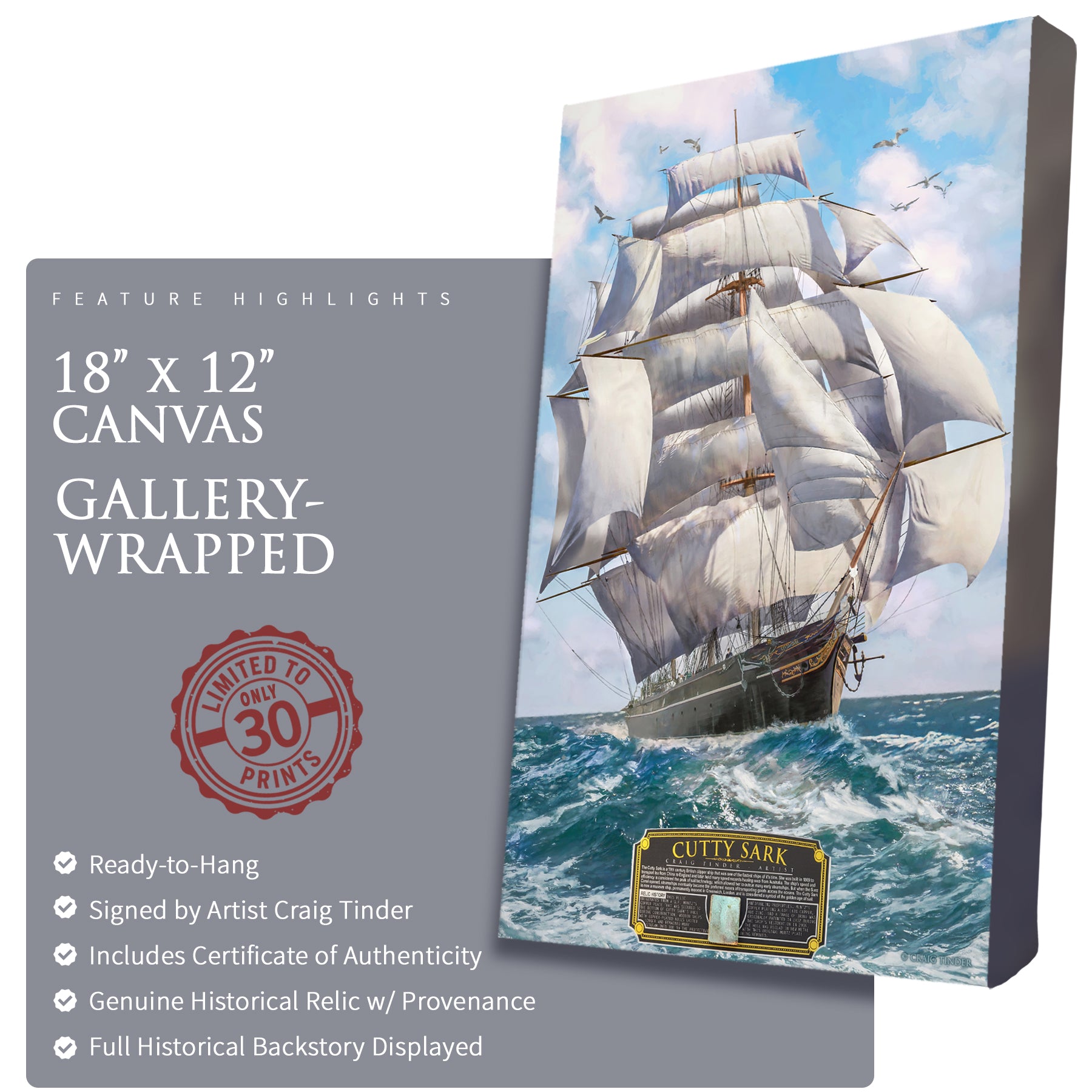 Cutty Sark Clipper Ship Canvas | INCLUDES: Muntz Plating Relic