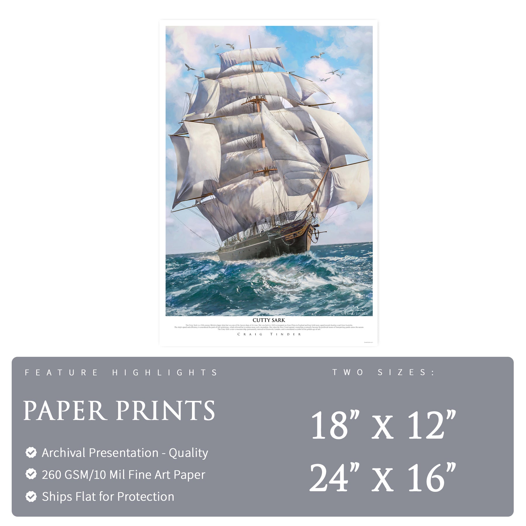 Cutty Sark Clipper Ship Canvas | INCLUDES: Muntz Plating Relic