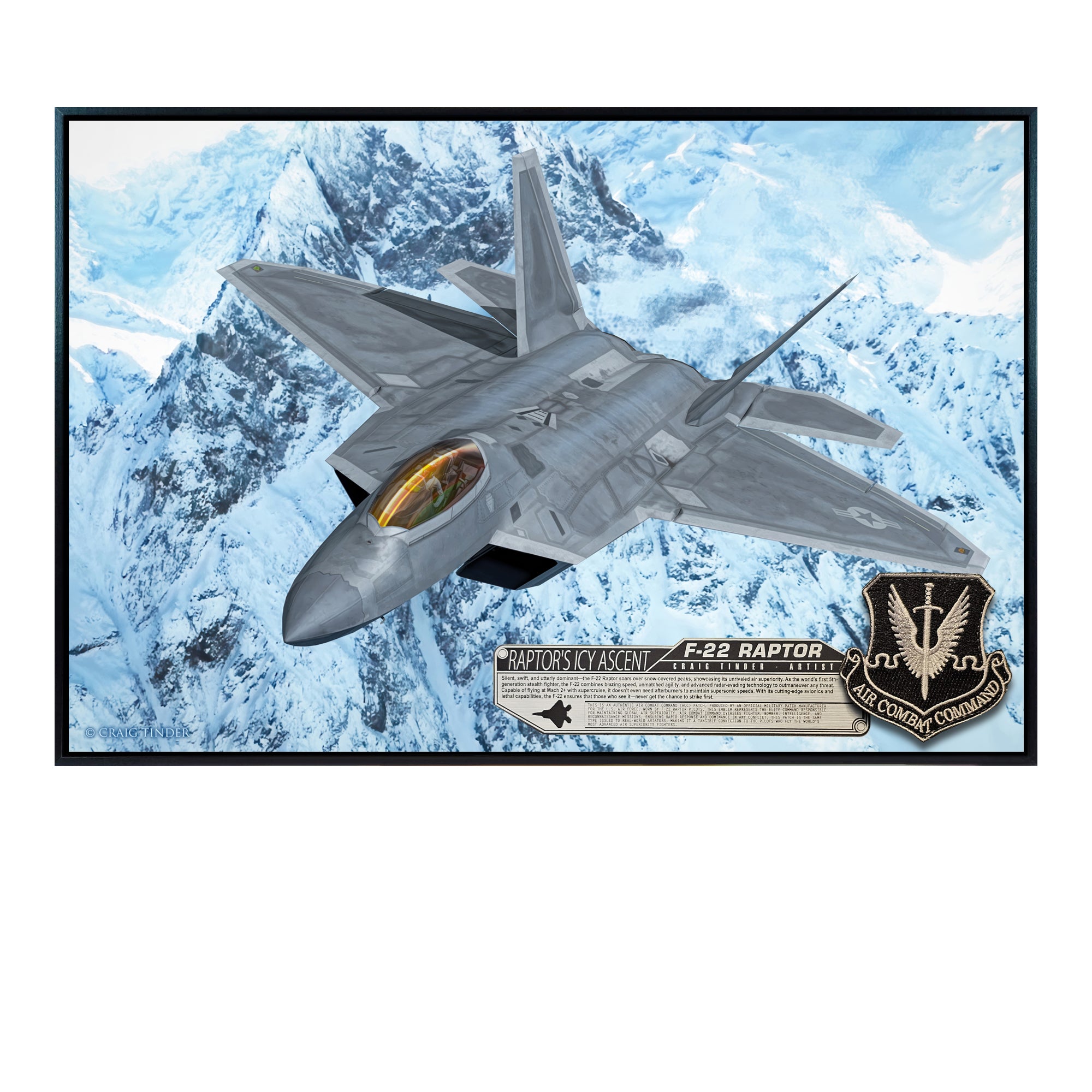 F-22 Raptor - Raptor's Icy Ascent Canvas | INCLUDES: Authentic Patch