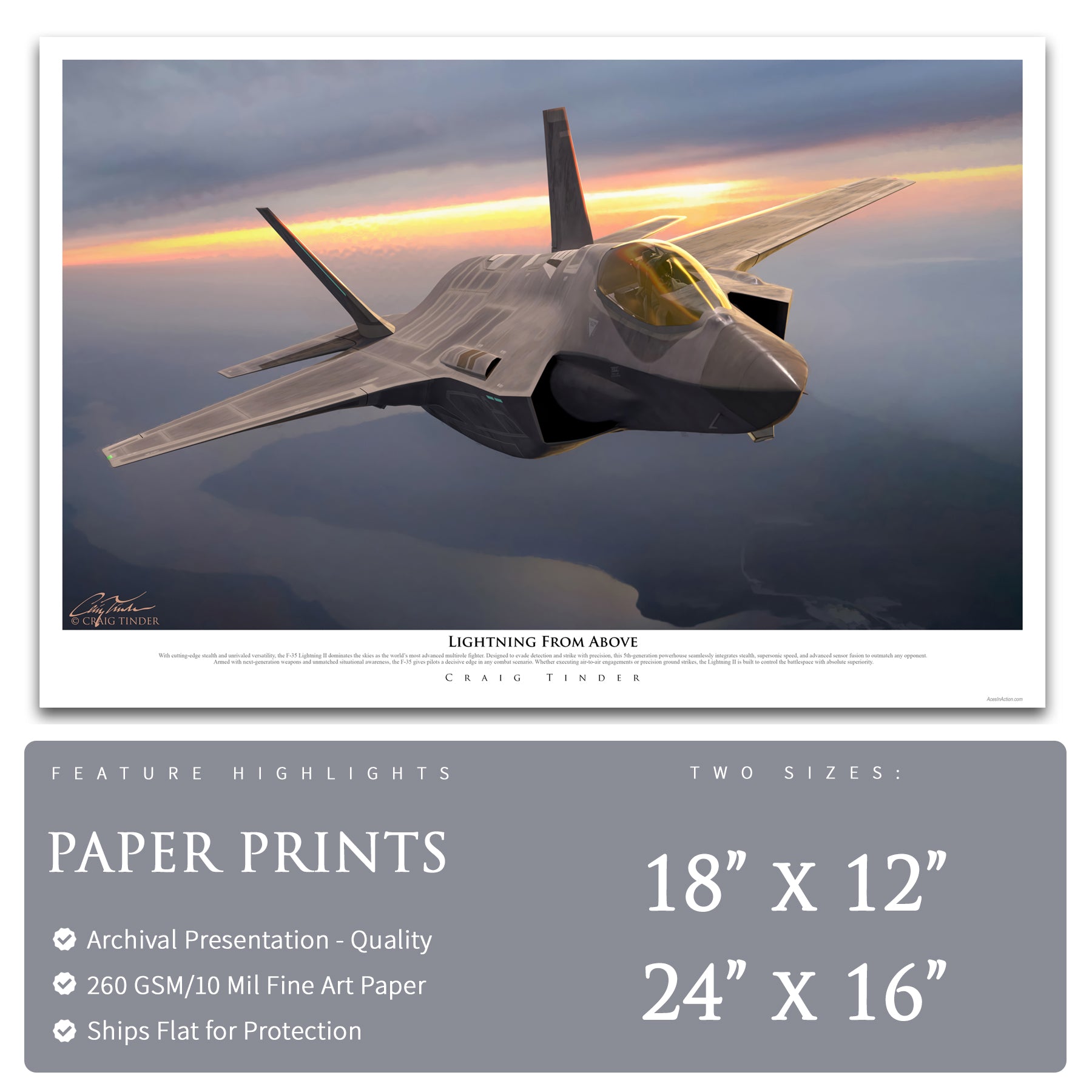 F-35 Lightning II - Lightning From Above Canvas | INCLUDES: Authentic Patch