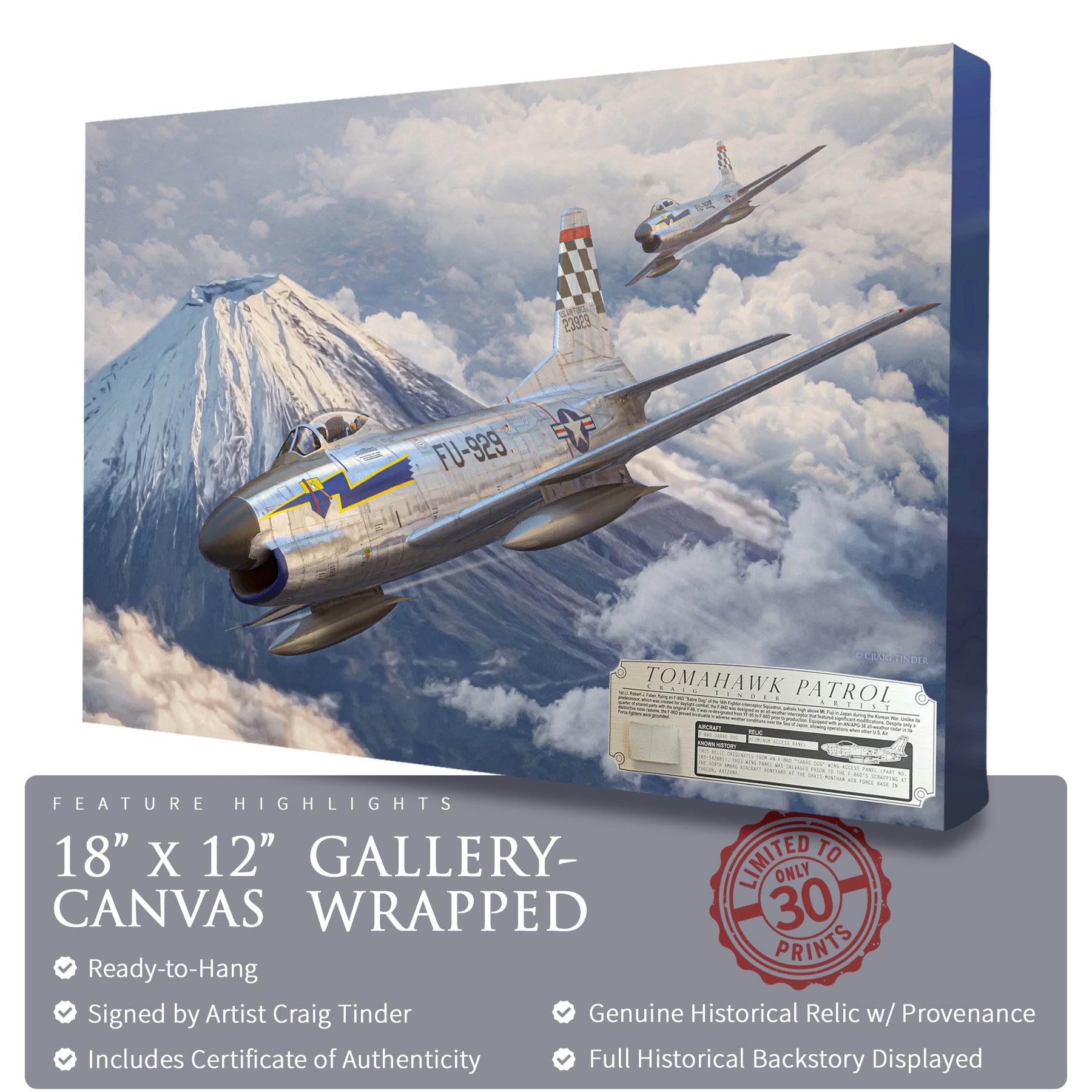 F-86 Sabre Dog - Tomahawk Patrol Canvas | INCLUDES: Wing Access Panel Fragment