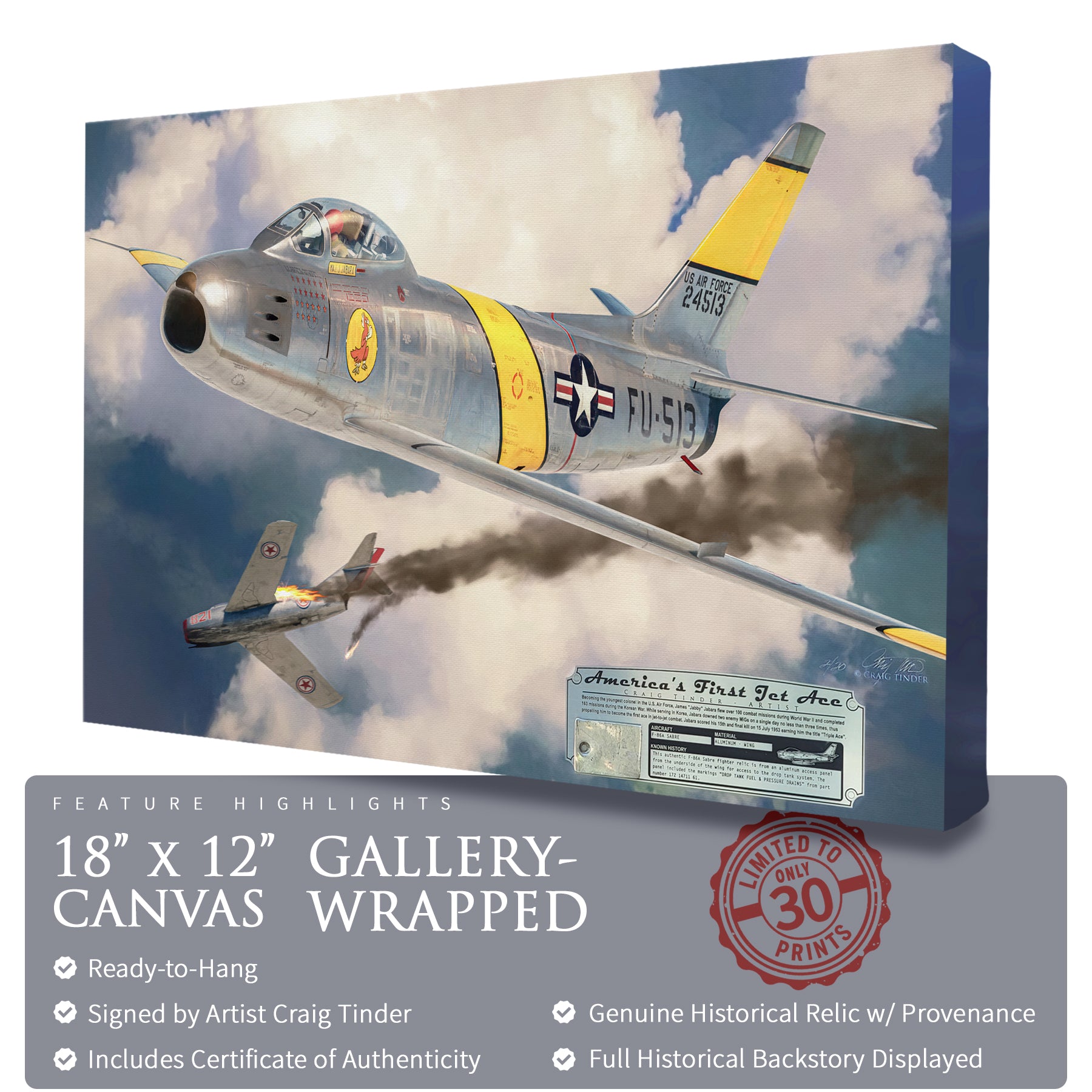 F-86 A Sabre - America's First Jet Ace Canvas | INCLUDES: Access Panel Relic