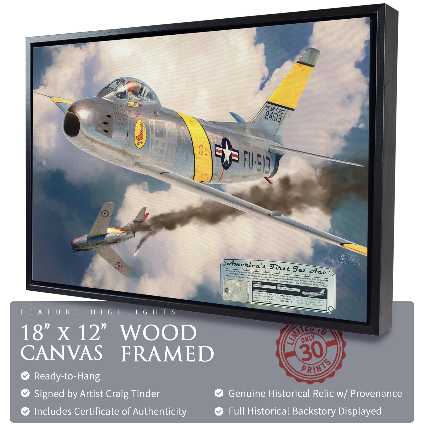 F-86 A Sabre - America's First Jet Ace Canvas | INCLUDES: Access Panel Relic