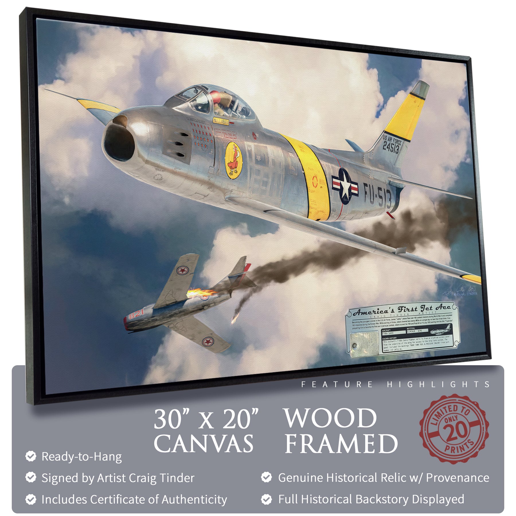 F-86 A Sabre - America's First Jet Ace Canvas | INCLUDES: Access Panel Relic