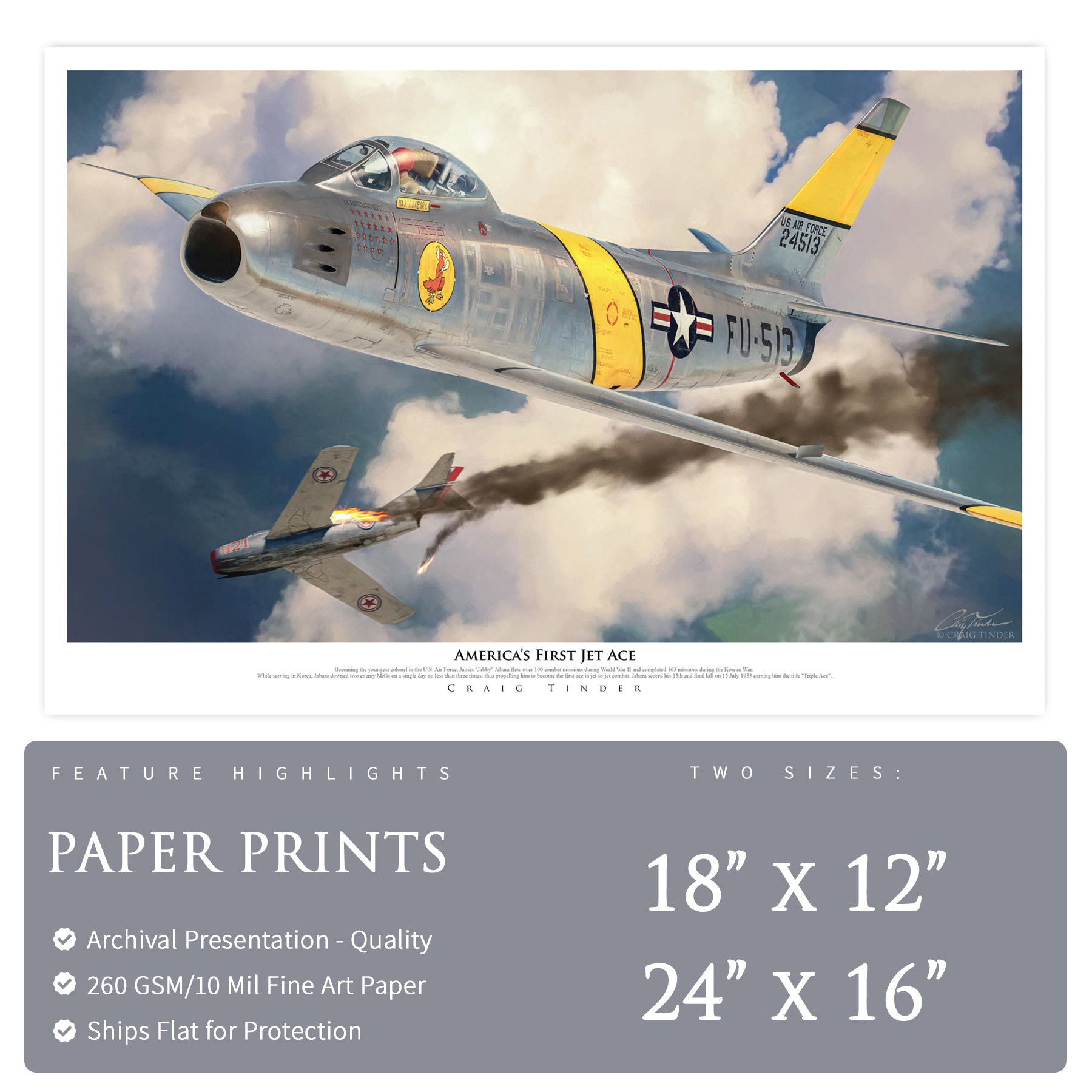 F-86 A Sabre - America's First Jet Ace Canvas | INCLUDES: Access Panel Relic