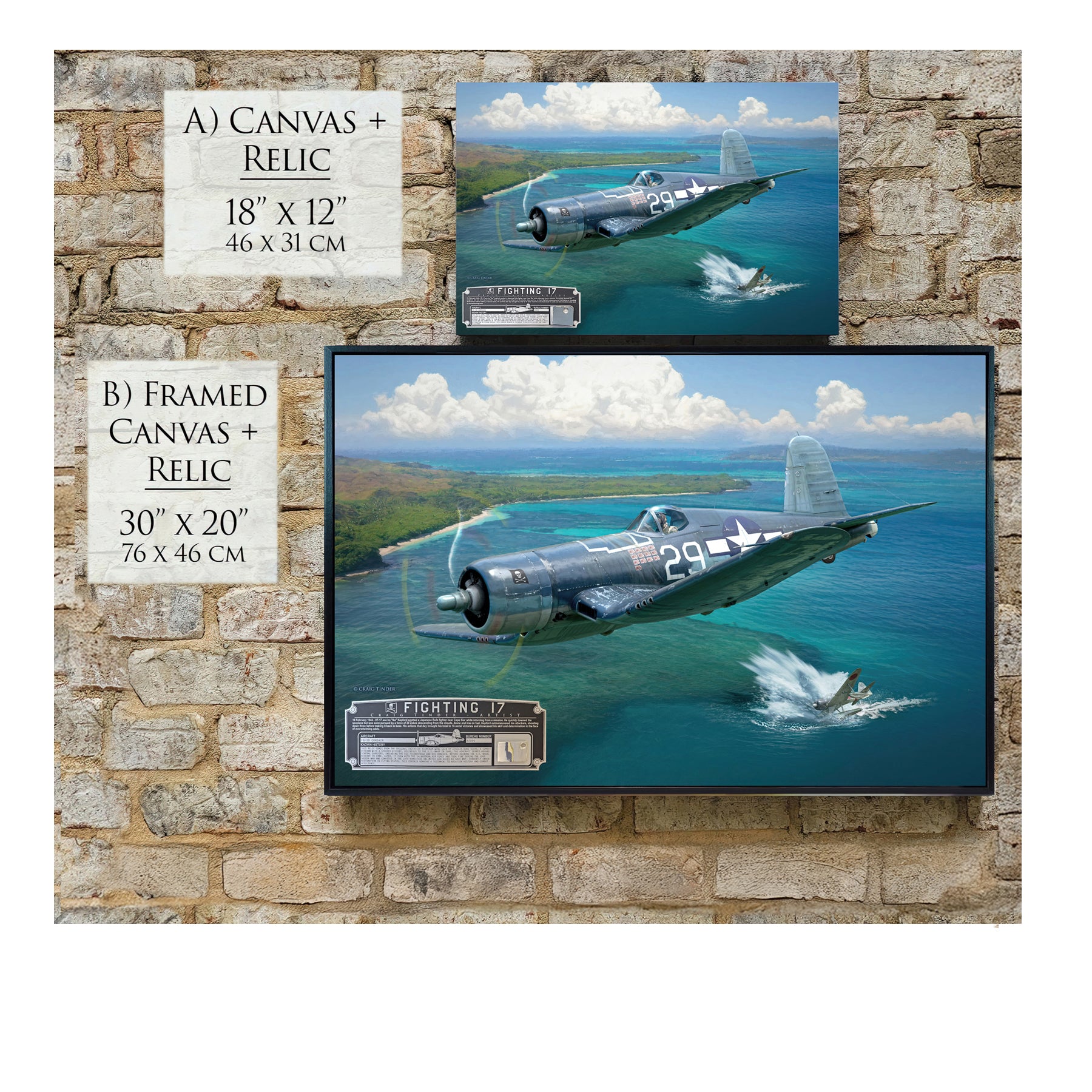 F4U Corsair - Fighting 17 Canvas | INCLUDES: Wing Relic