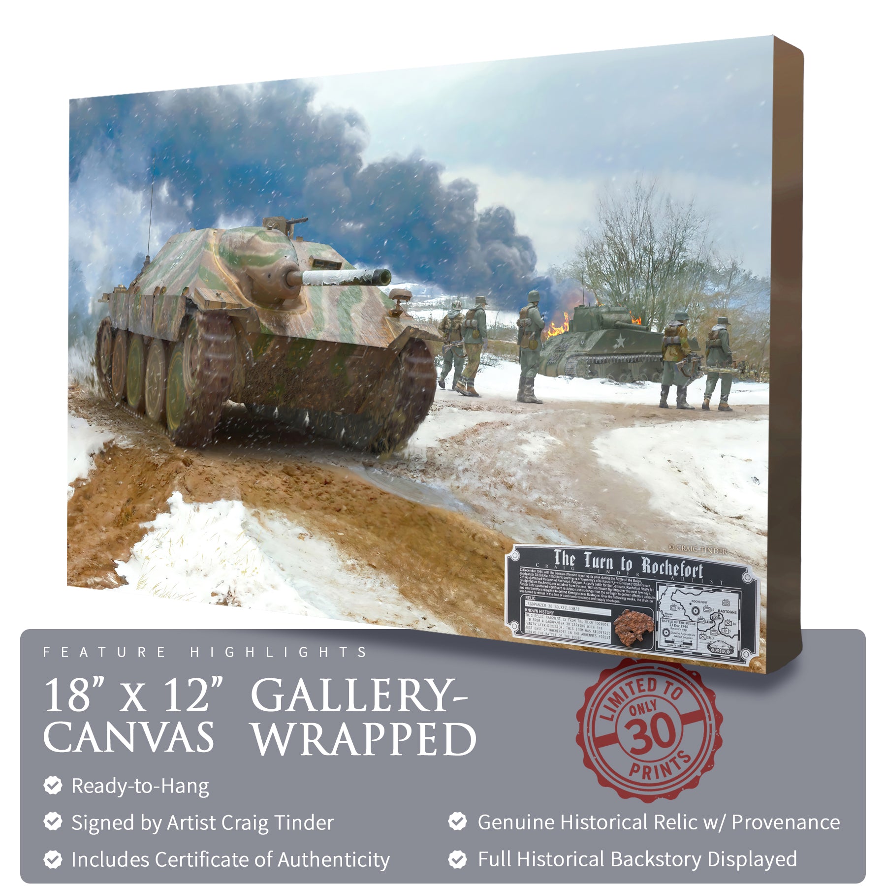 Hetzer Tank Jagdpanzer 38 - The Turn to Rochefort Canvas | INCLUDES: Toolbox Lid Relic
