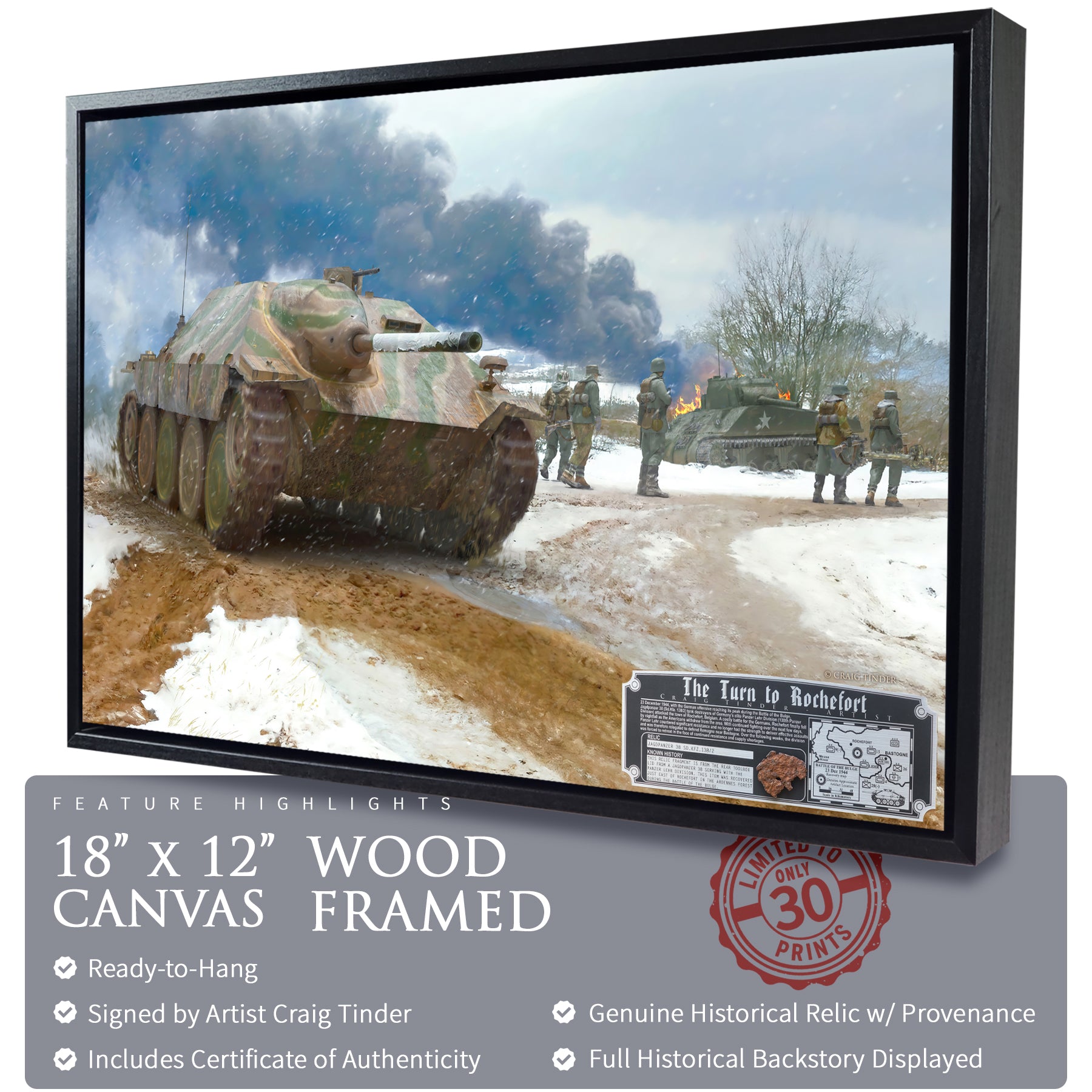 Hetzer Tank Jagdpanzer 38 - The Turn to Rochefort Canvas | INCLUDES: Toolbox Lid Relic