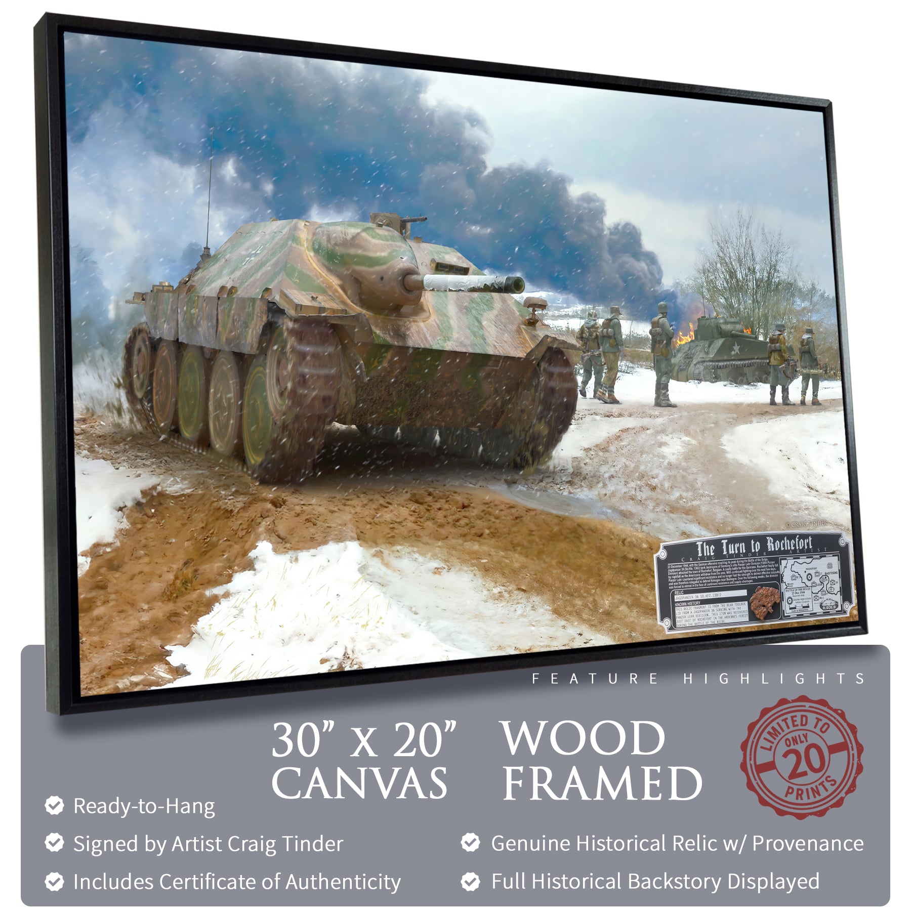Hetzer Tank Jagdpanzer 38 - The Turn to Rochefort Canvas | INCLUDES: Toolbox Lid Relic