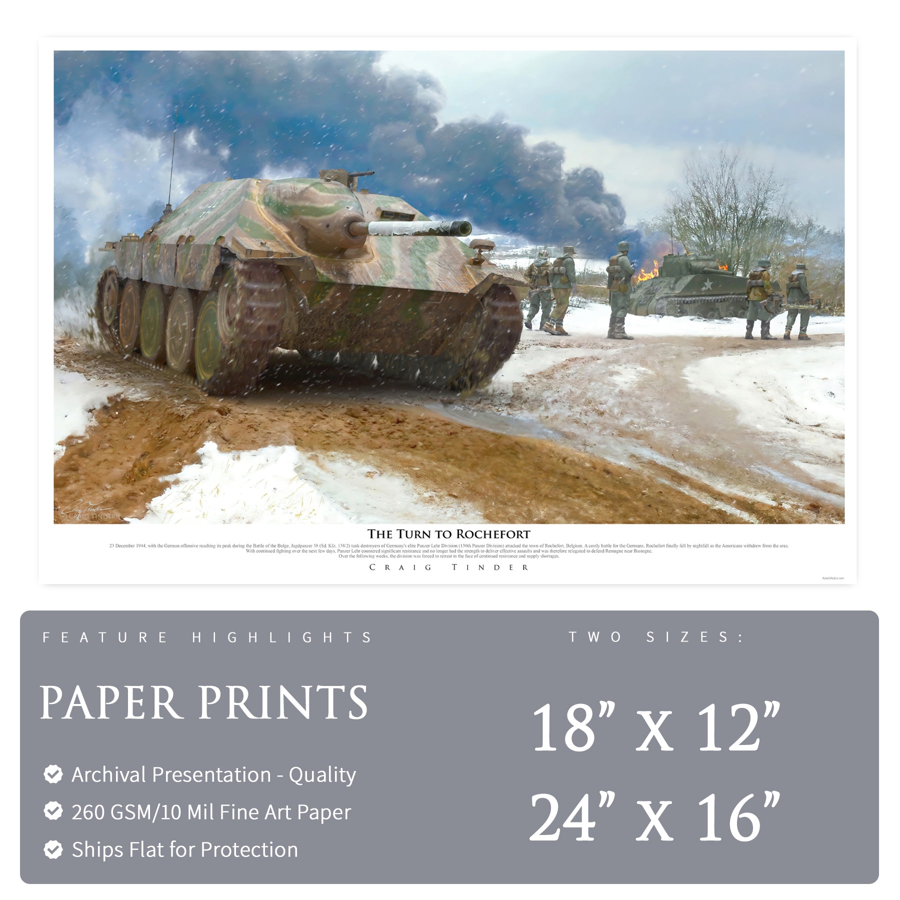 Hetzer Tank Jagdpanzer 38 - The Turn to Rochefort Canvas | INCLUDES: Toolbox Lid Relic